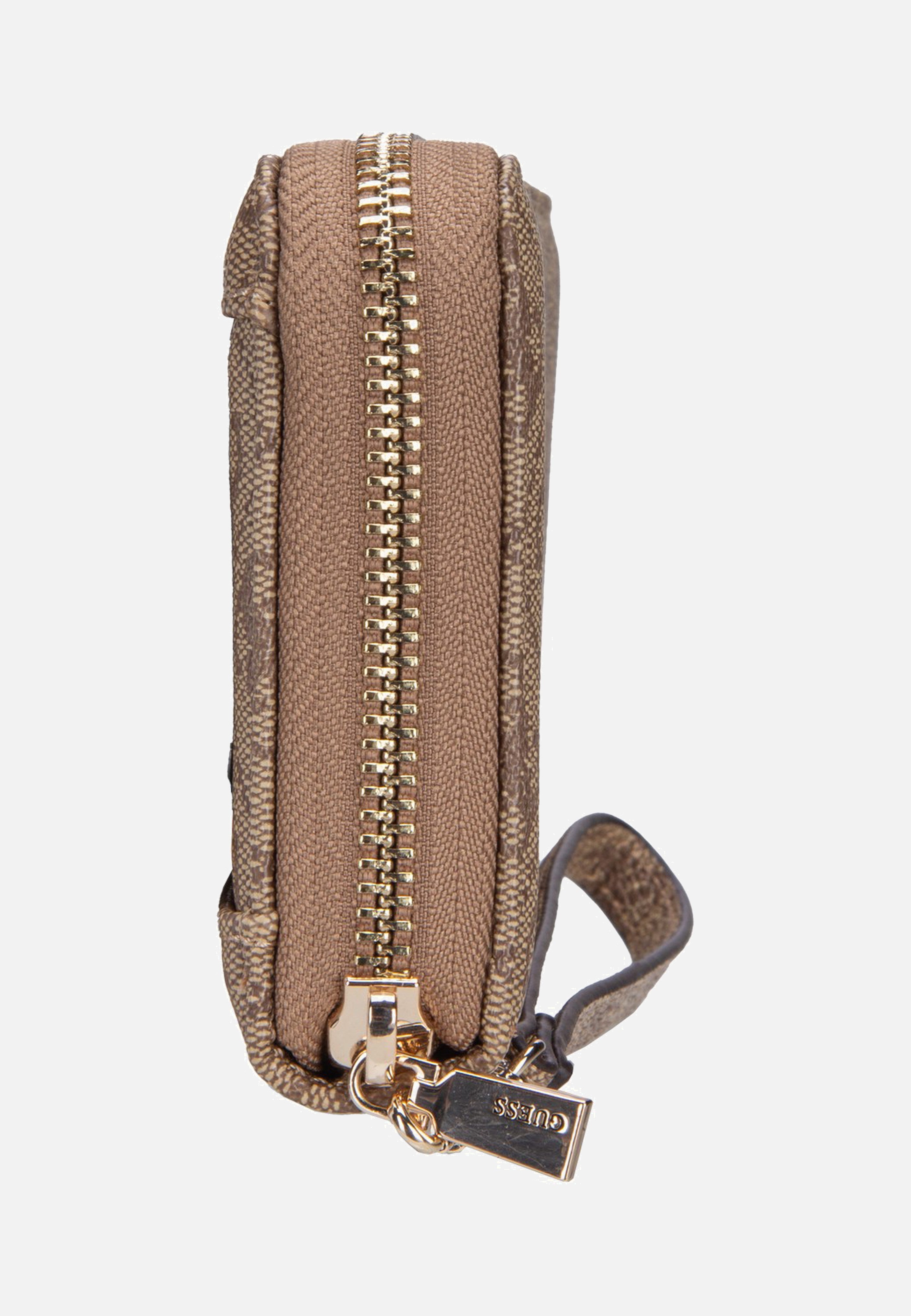 Guess Brenton Slg Large Zip Around Latte Logo Wallet