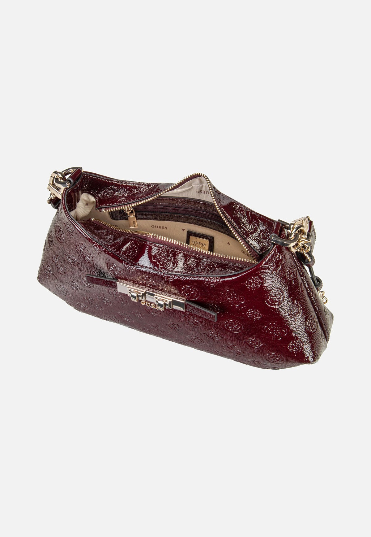 Guess Carmella Shoulder 25180 Burgundy Logo Shoulder Bag