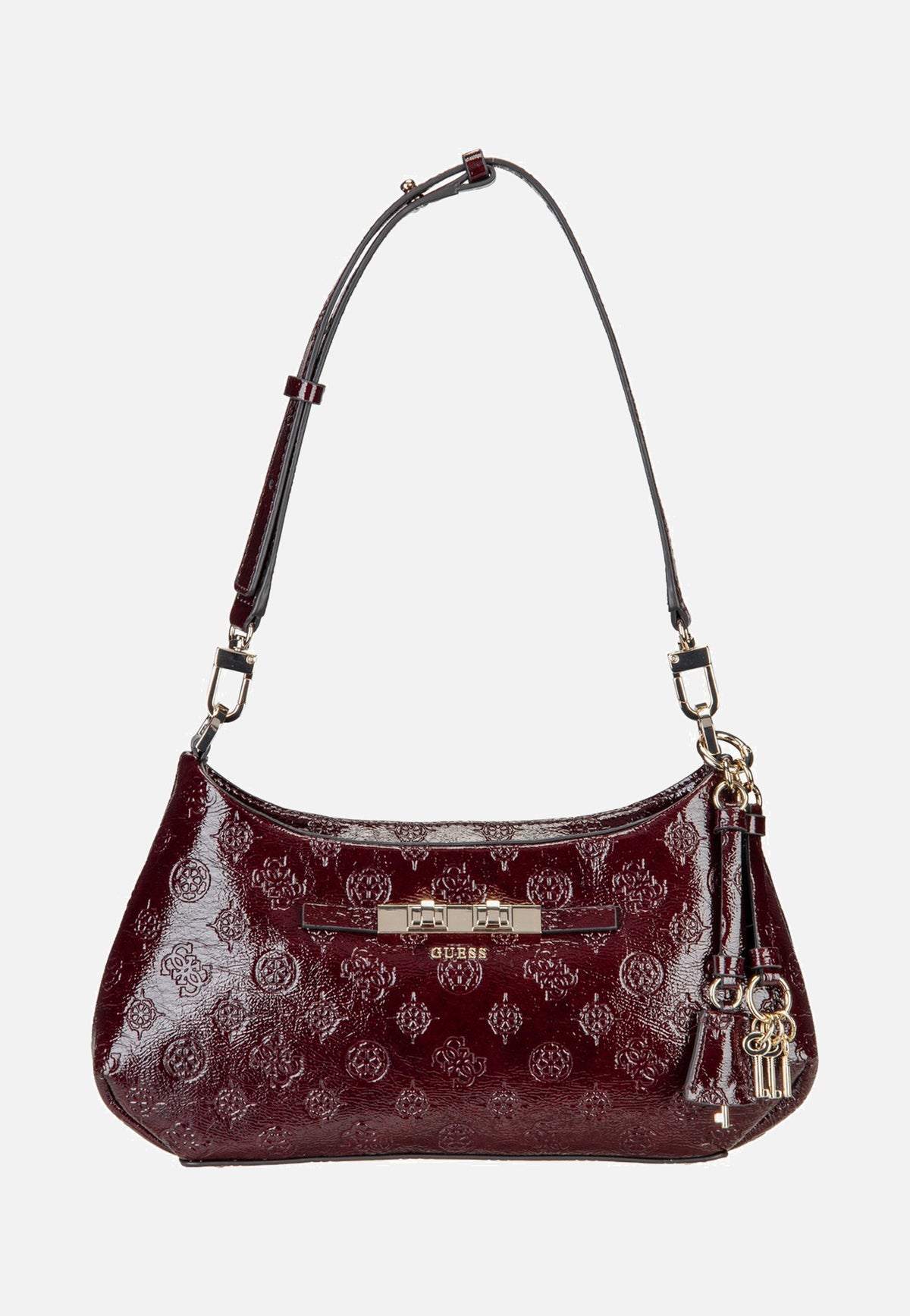 Guess Carmella Shoulder 25180 Burgundy Logo Shoulder Bag