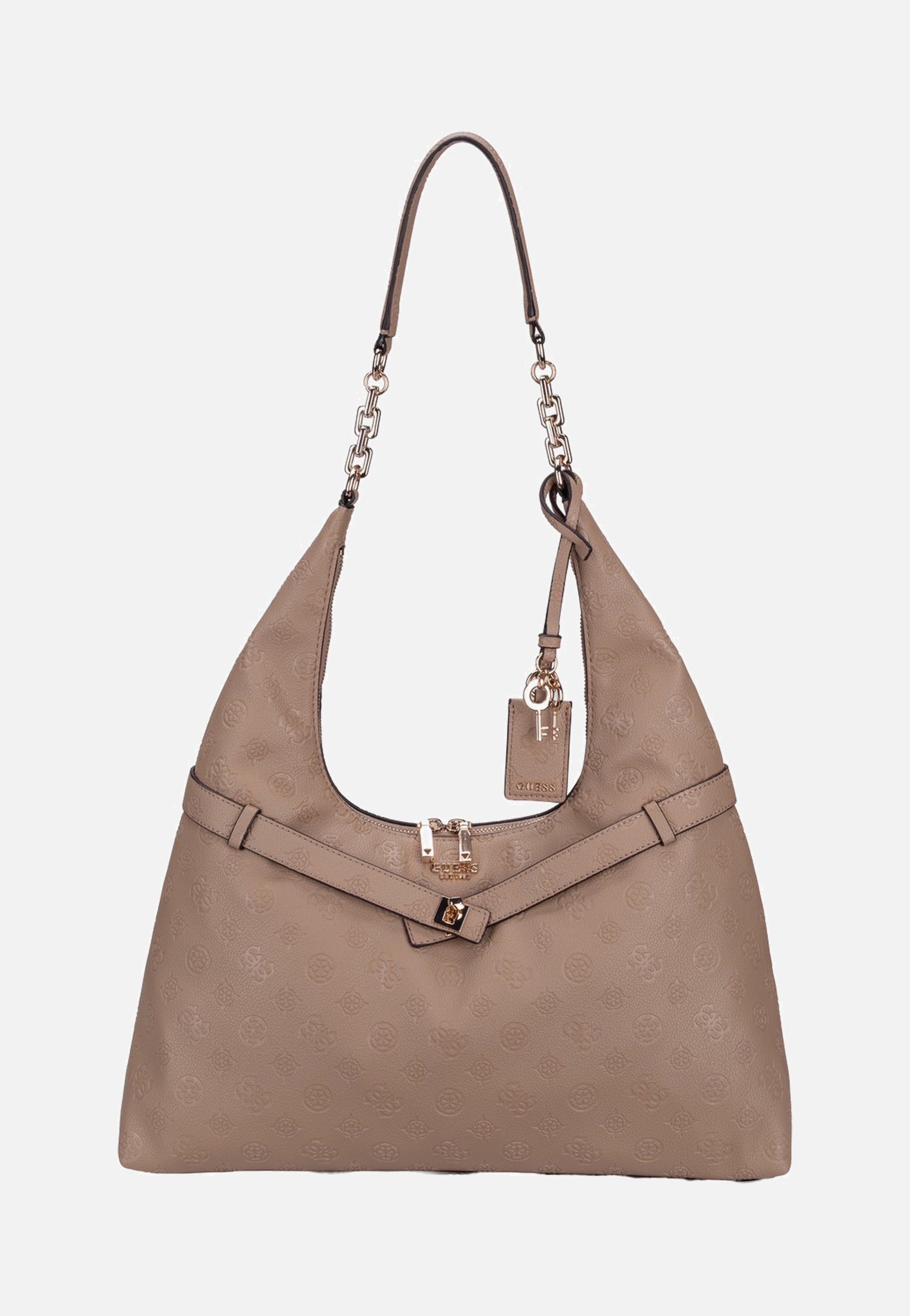 Guess Ella Logo 46010 Beige Logo Hobo Bag
