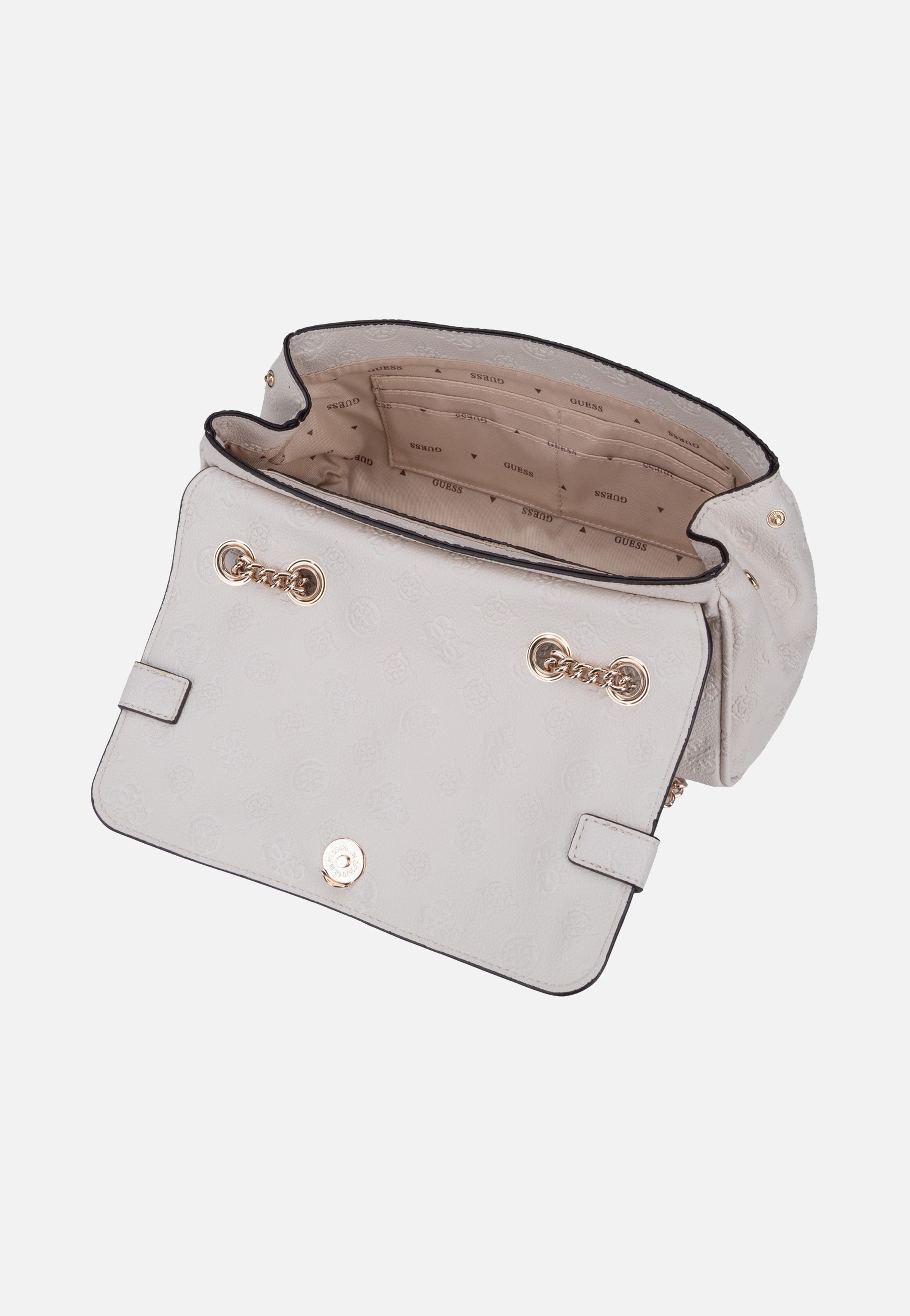 Guess Ella Logo Convertible Flap 46210 Stone Logo Crossbody Bag