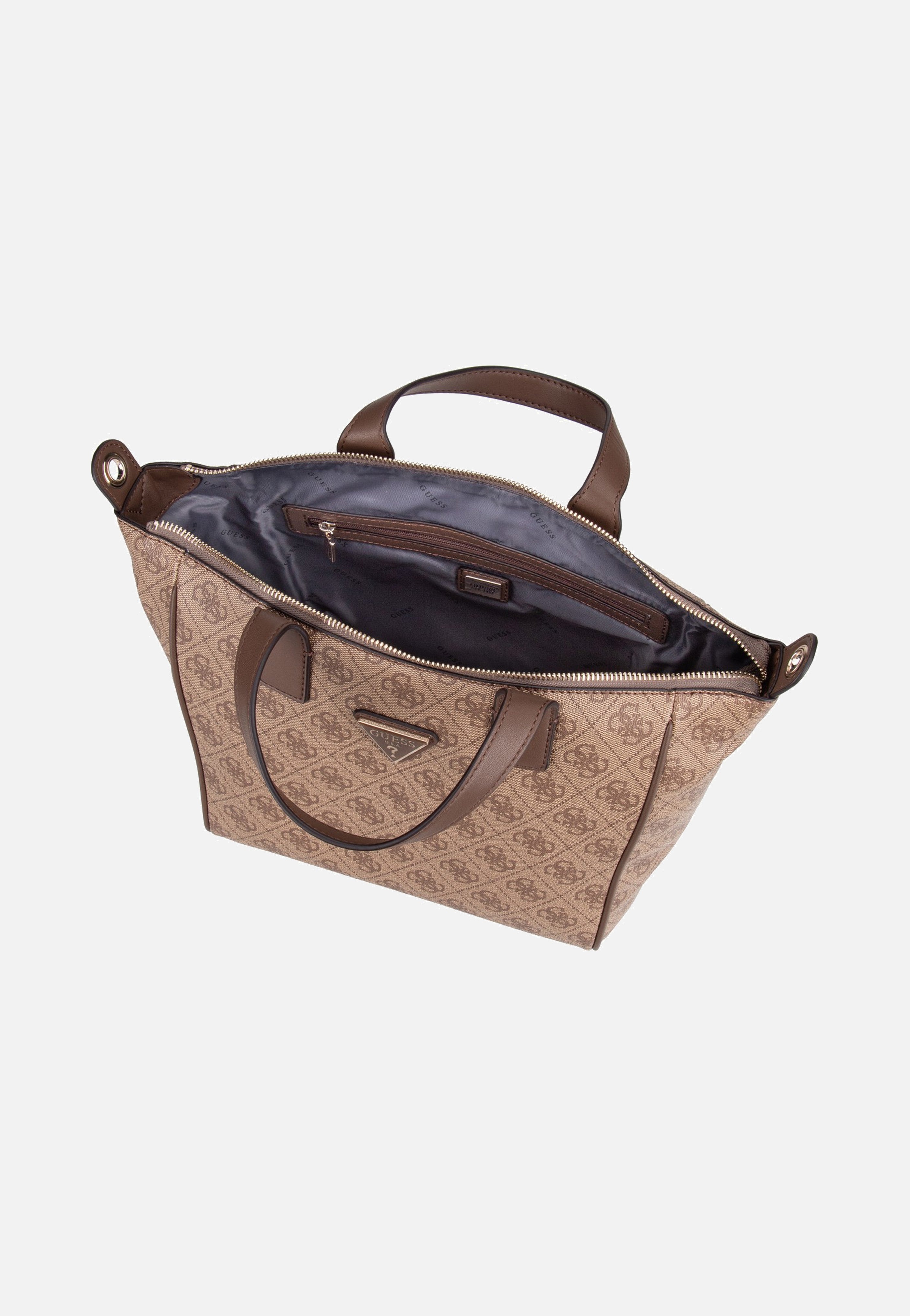 Guess Follie Small Tote Latte Logo Handle Bag