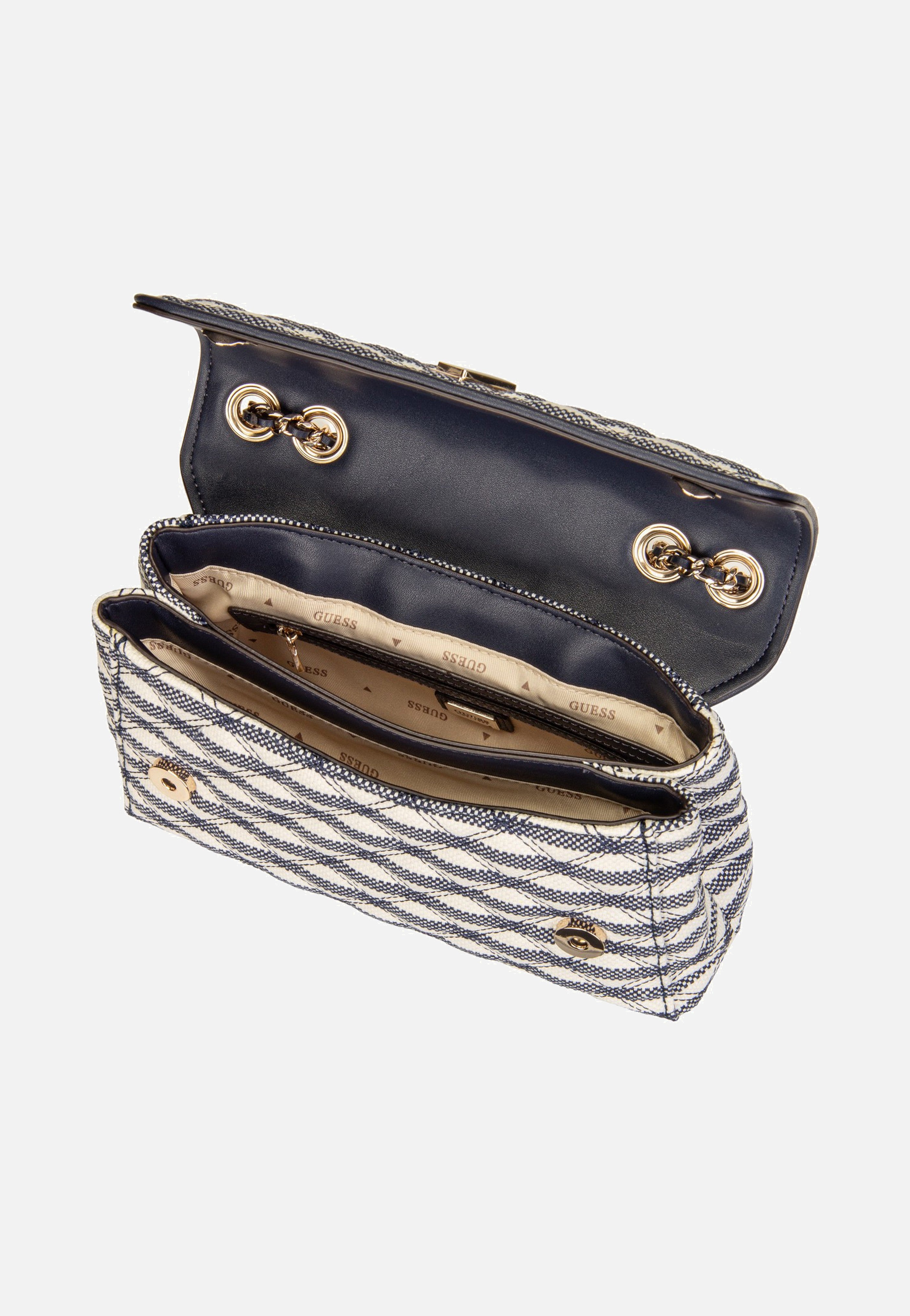 Guess Giully II 2 Comp Conv Flap Navy Multi Crossbody Bag