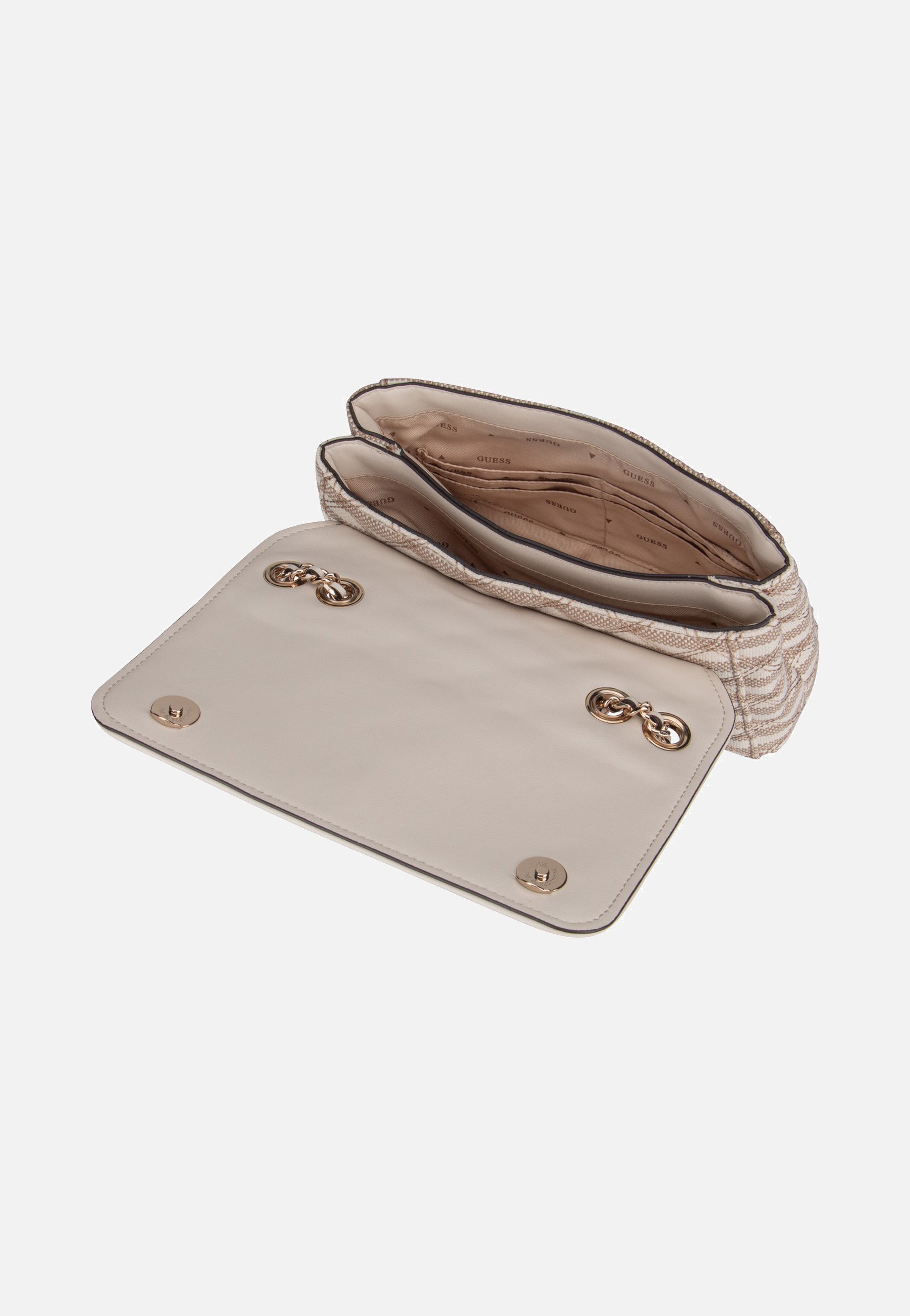 Guess Giully II 2 Comp Conv Flap Taupe Multi Crossbody Bag