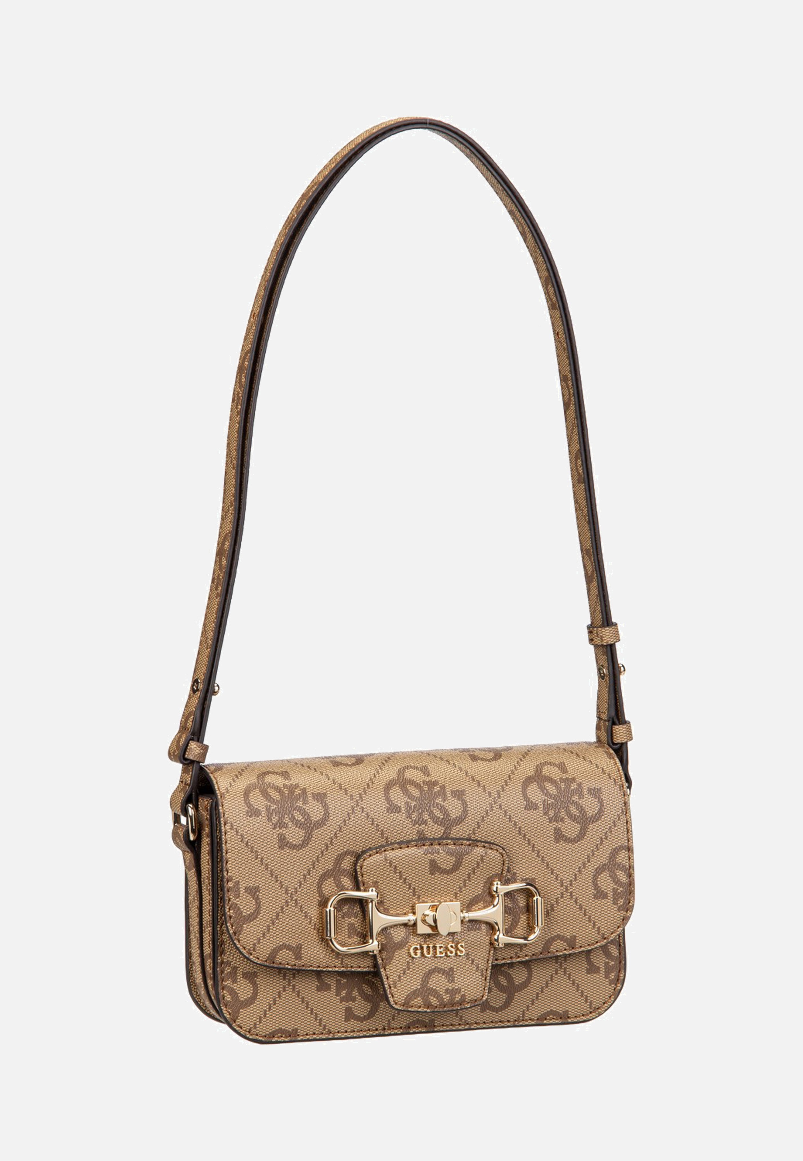 Guess Janie Logo Conv Xbody Flap Latte Logo Crossbody Bag