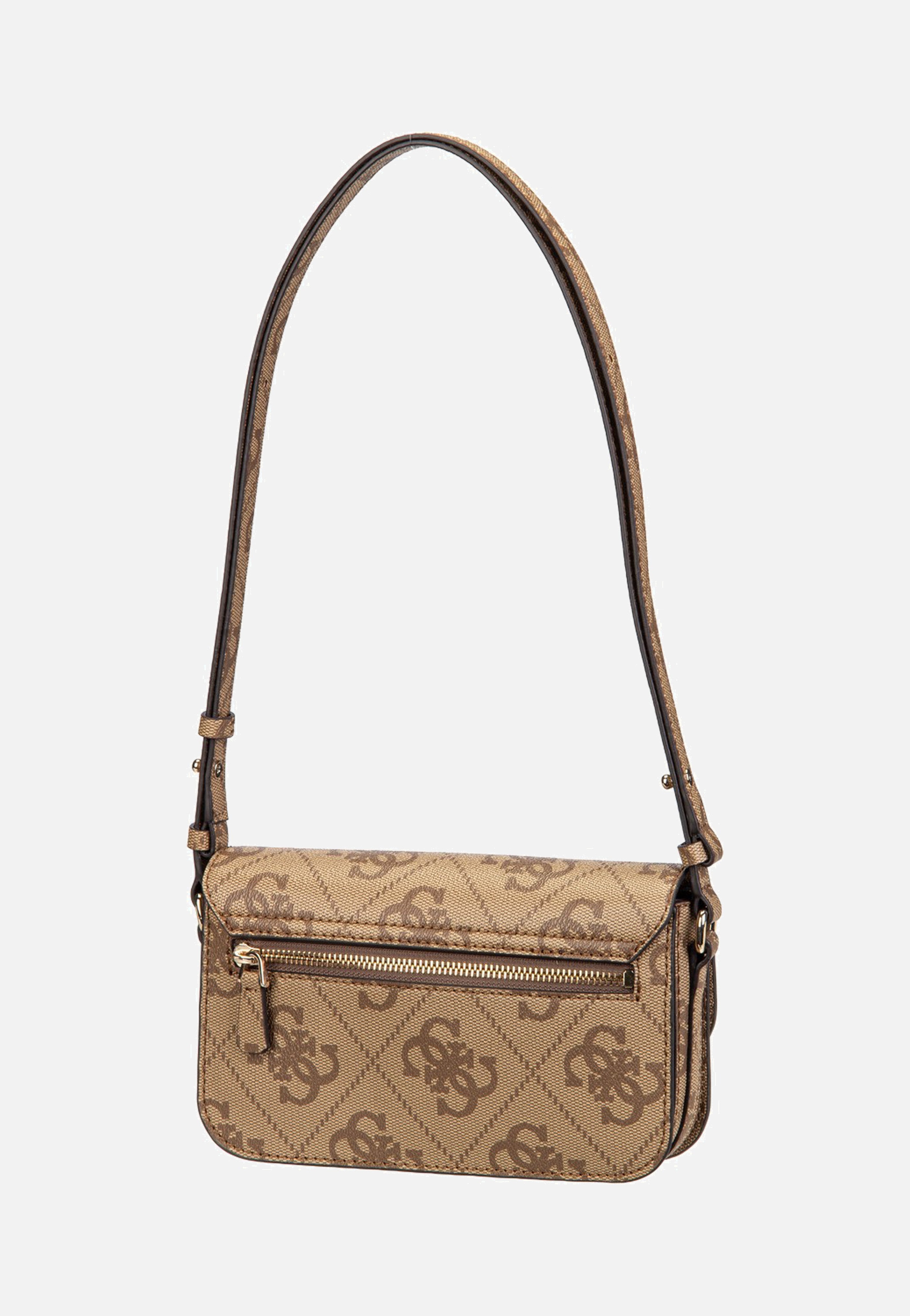 Guess Janie Logo Conv Xbody Flap Latte Logo Crossbody Bag