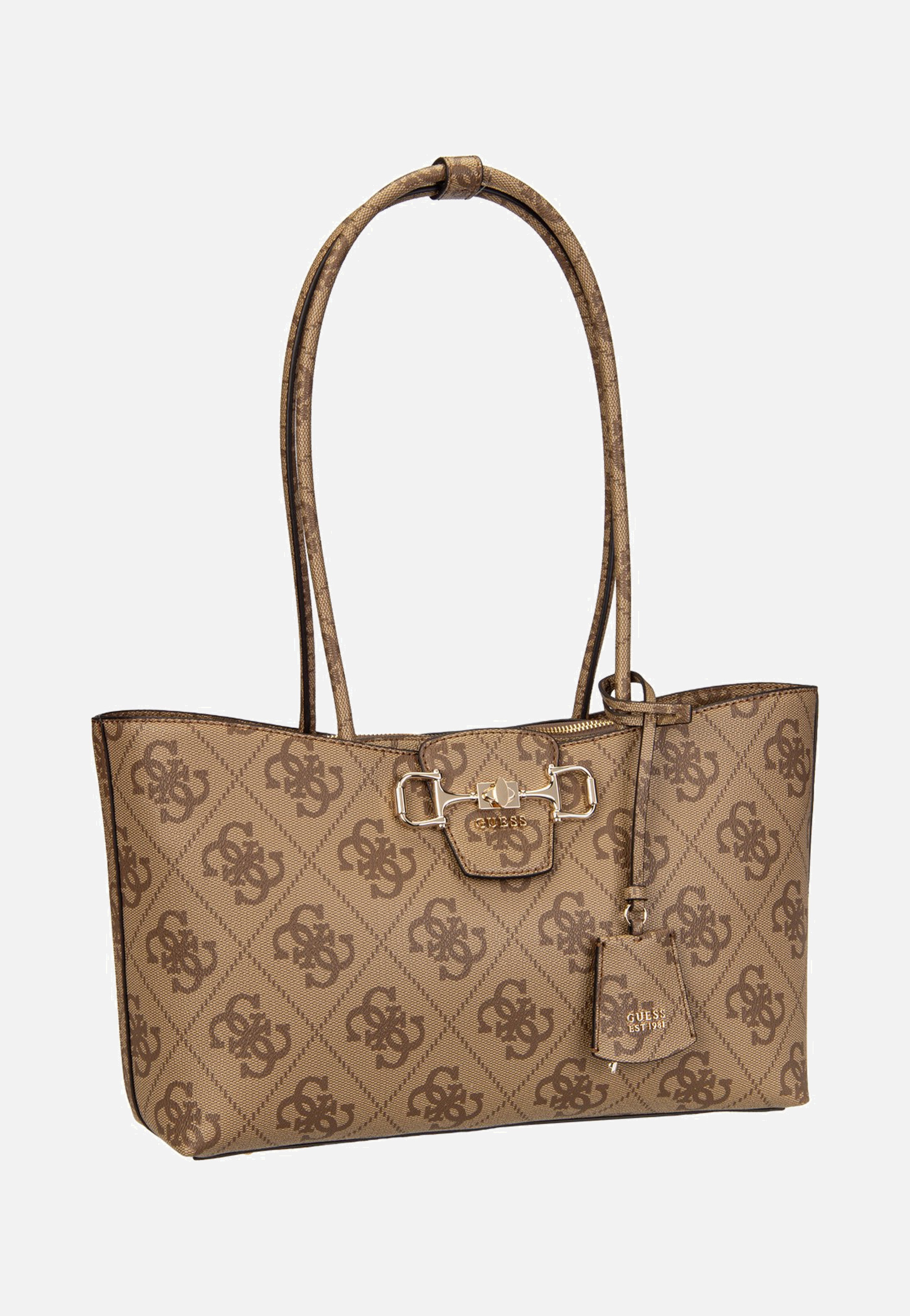 Guess Janie Logo Girlfriend Carryall Latte Logo Shopper