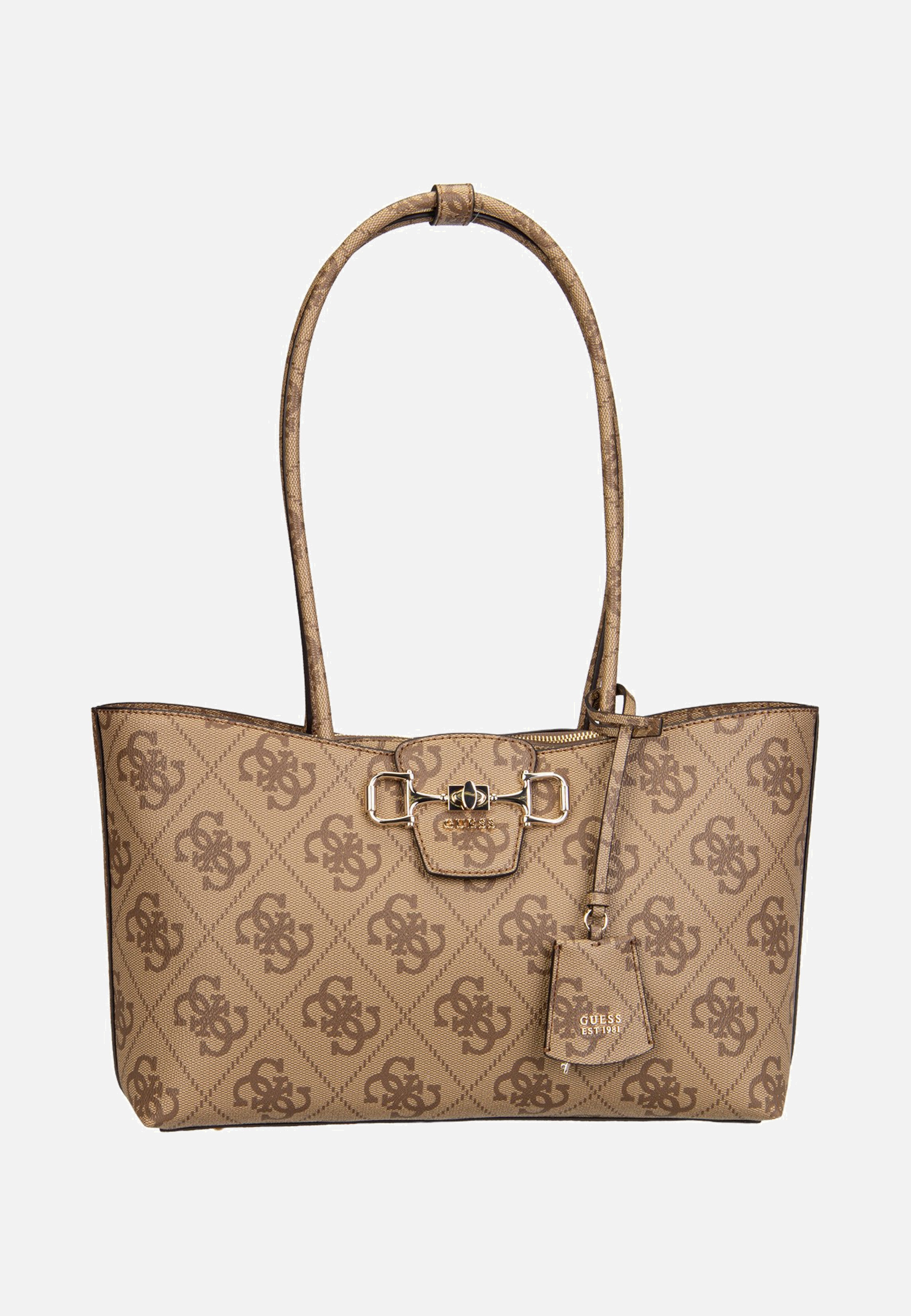Guess Janie Logo Girlfriend Carryall Latte Logo Shopper