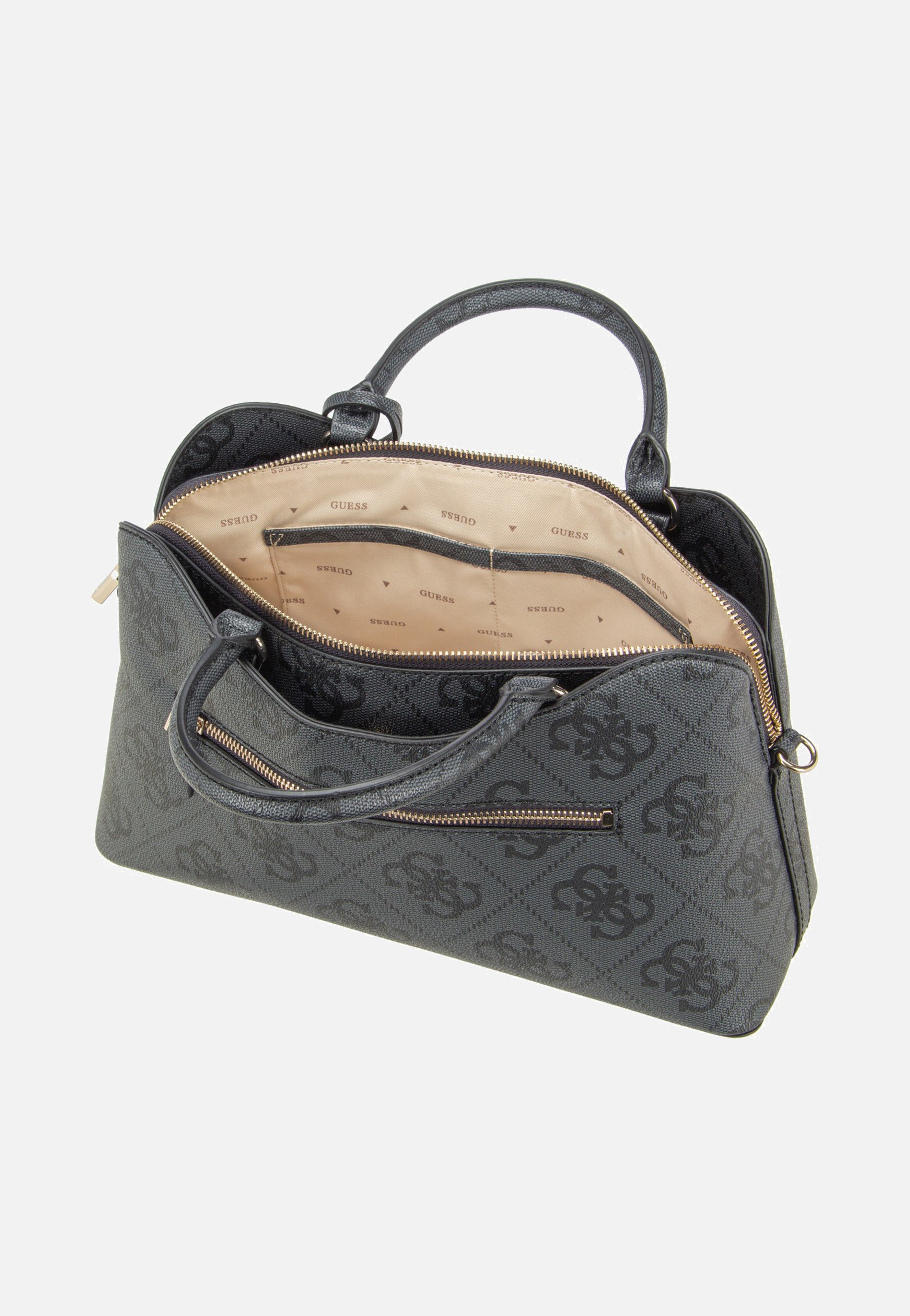 Guess - Janie Logo Girlfriend Satchel Coal Logo - Satchel | Women-Image