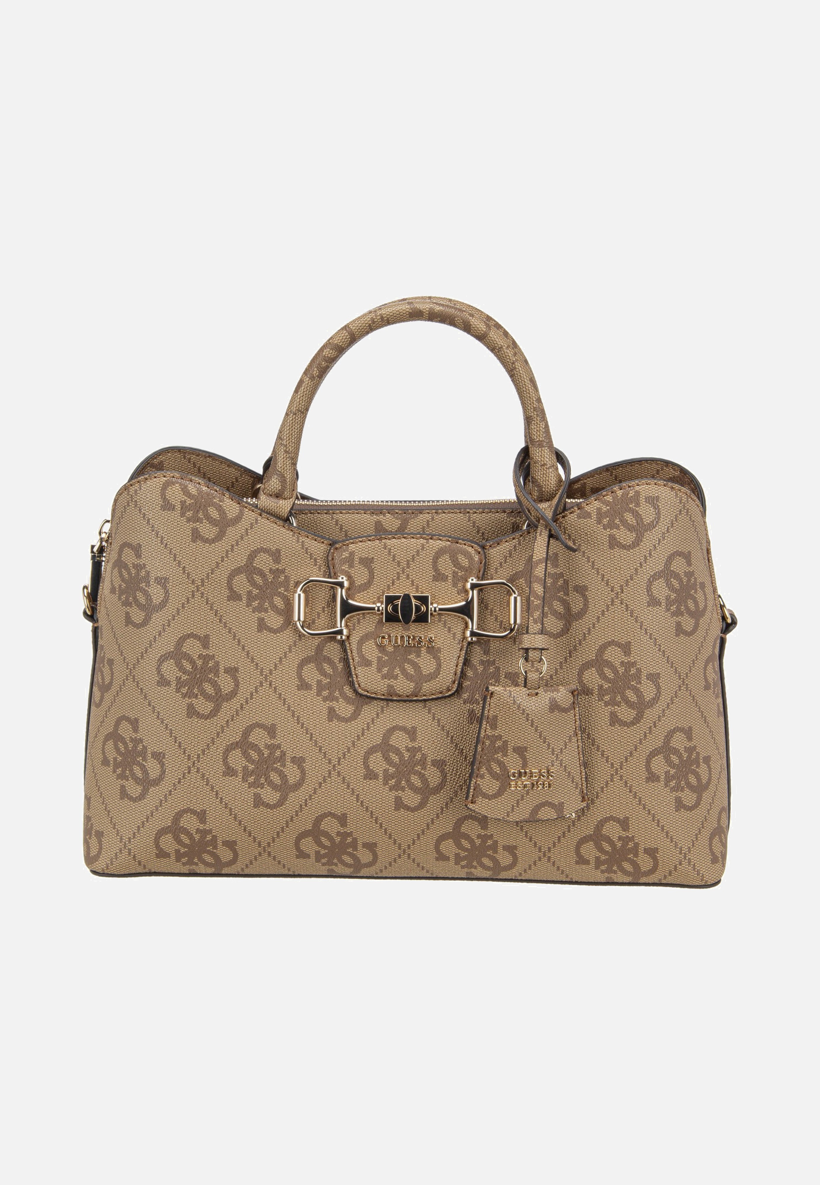 Guess - Janie Logo Girlfriend Satchel Latte Logo - Satchel | Women-Image
