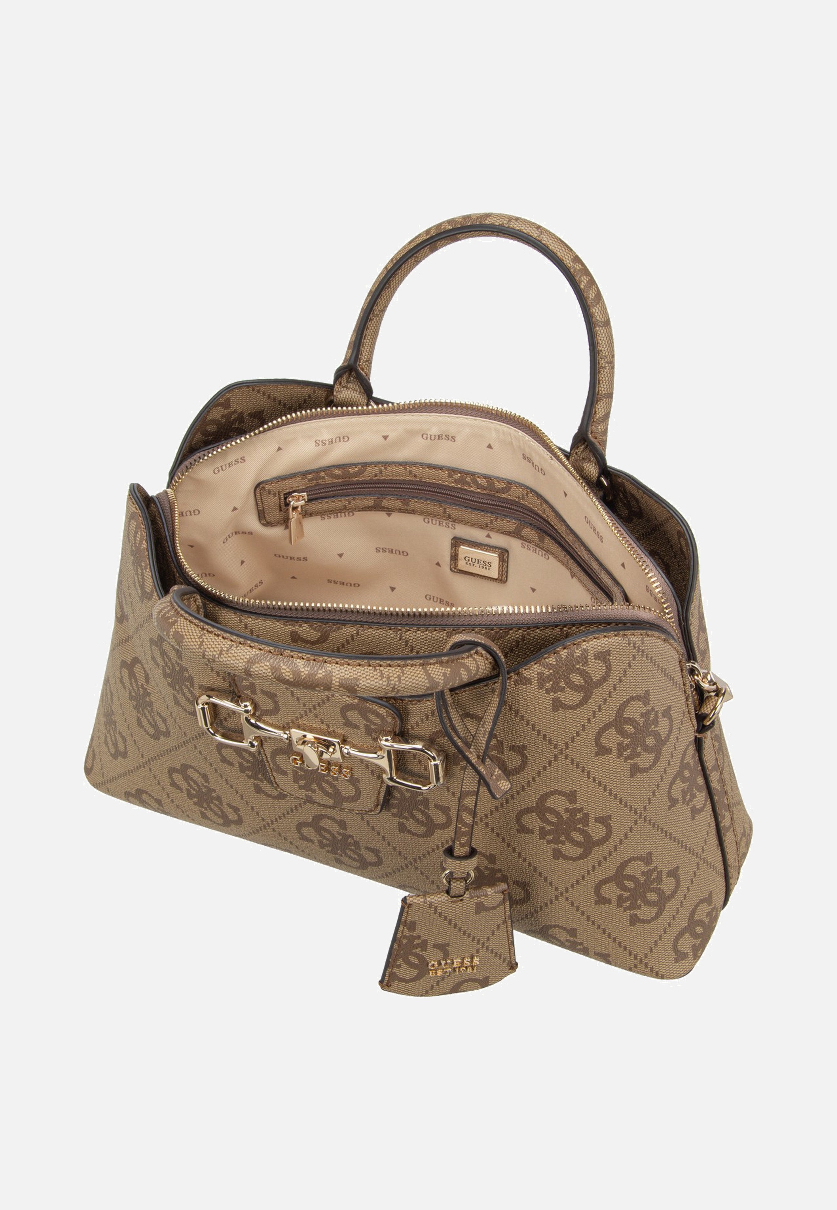 Guess - Janie Logo Girlfriend Satchel Latte Logo - Satchel | Women-Image