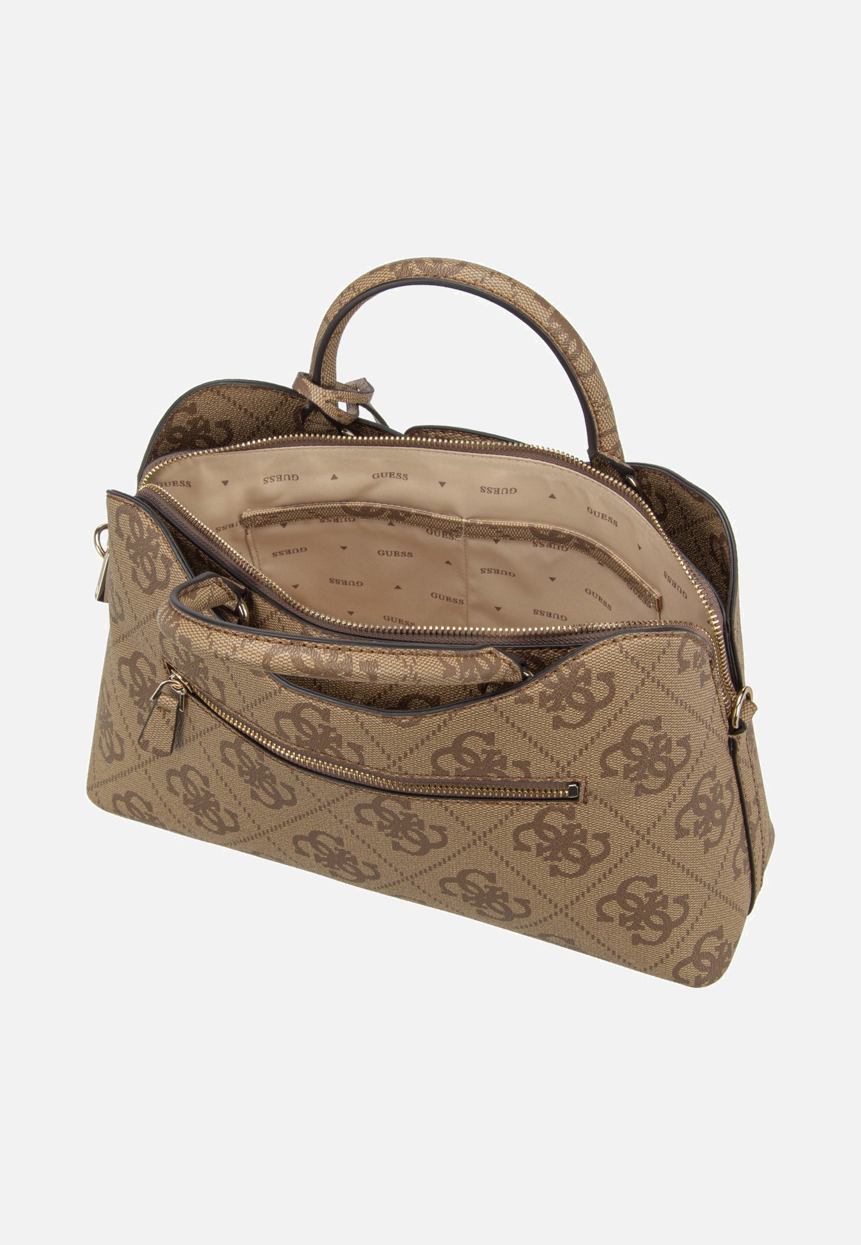 Guess - Janie Logo Girlfriend Satchel Latte Logo - Satchel | Women-Image