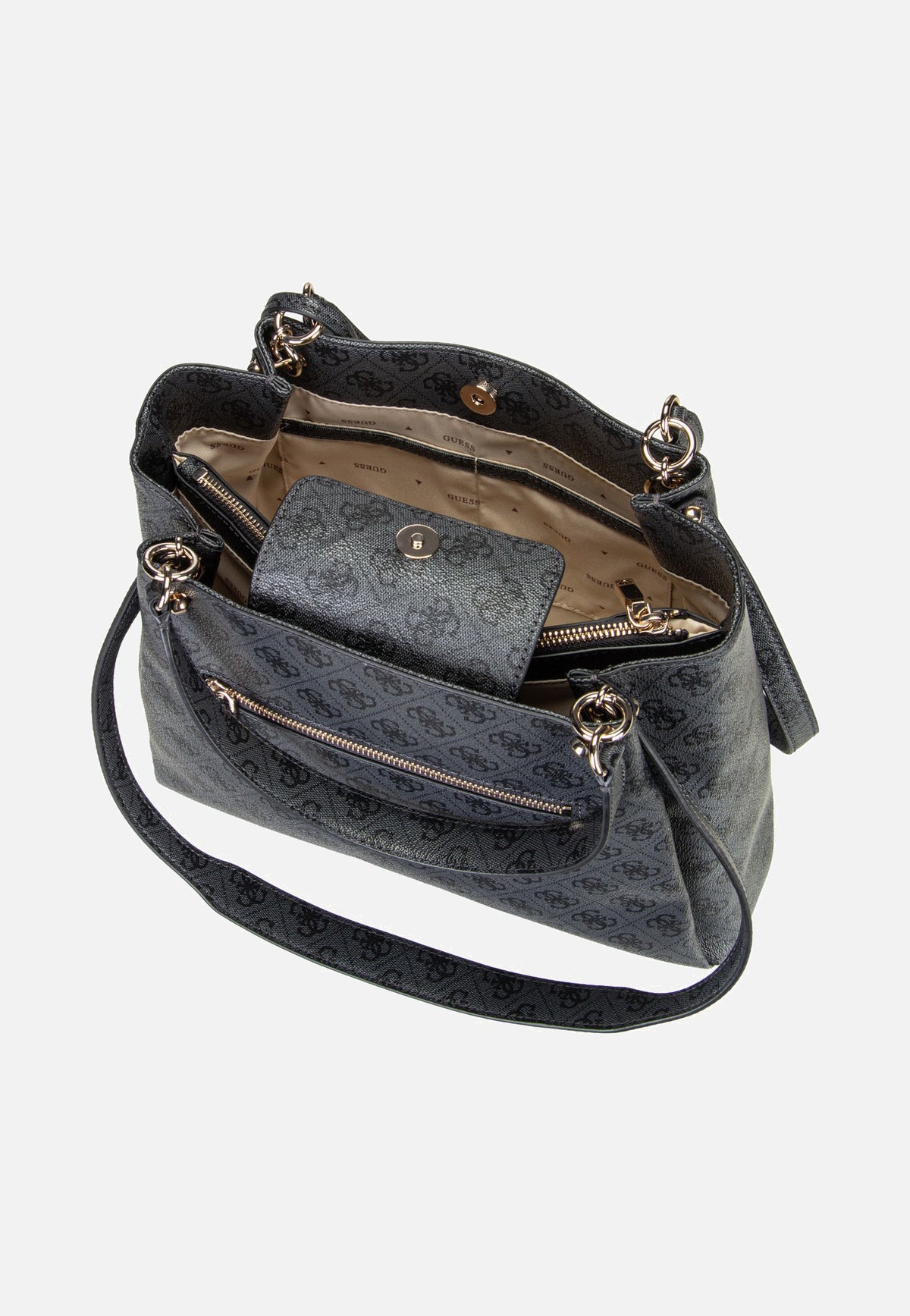 Guess Lorella Logo Girlfriend 84230 Coal Logo Bolsa de mano