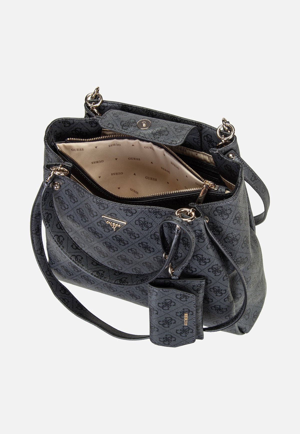 Guess Lorella Logo Girlfriend 84230 Coal Logo Bolsa de mano