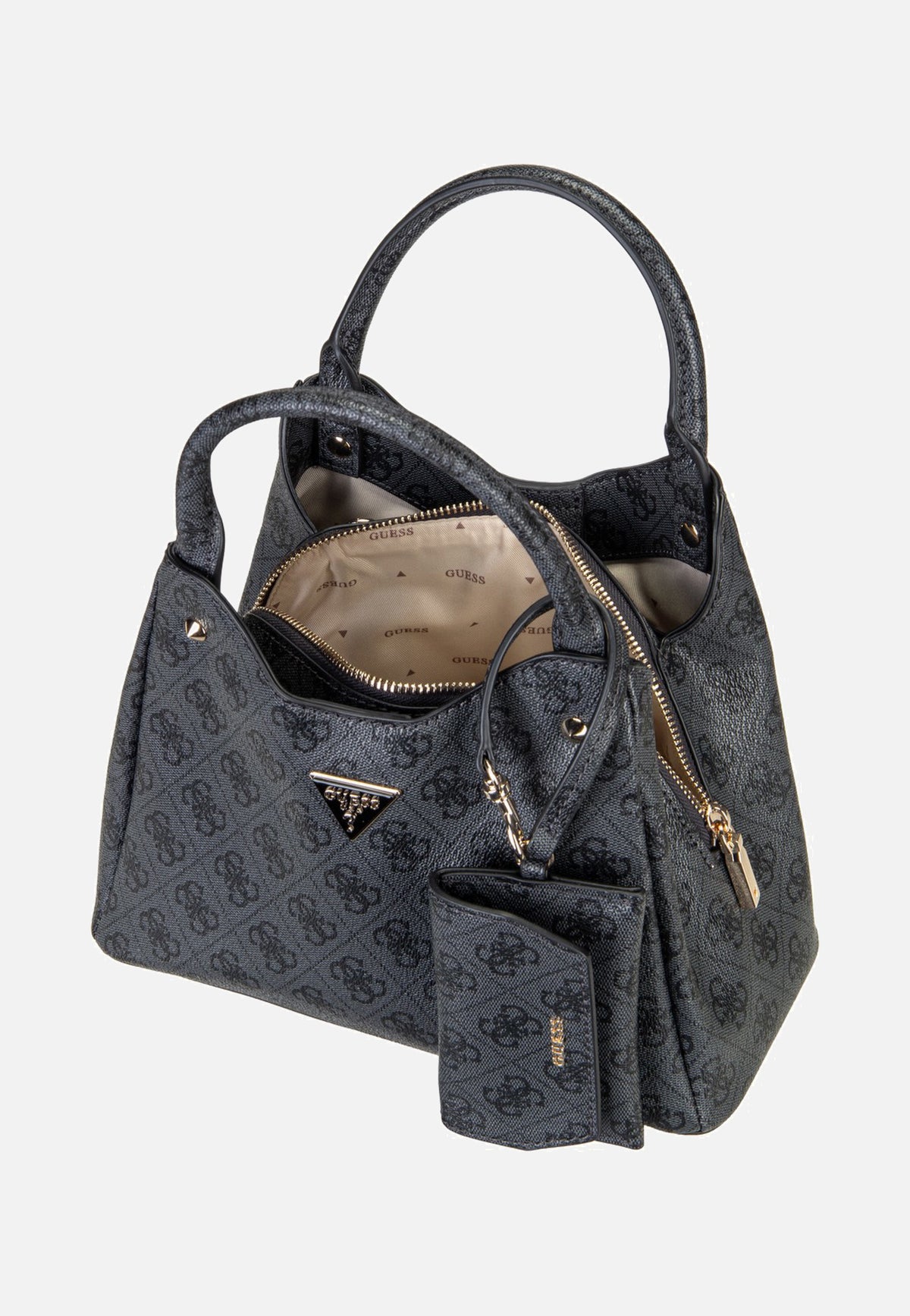 Guess Lorella Logo Small Girlfriend 84220 Coal Logo Bolsa con asa