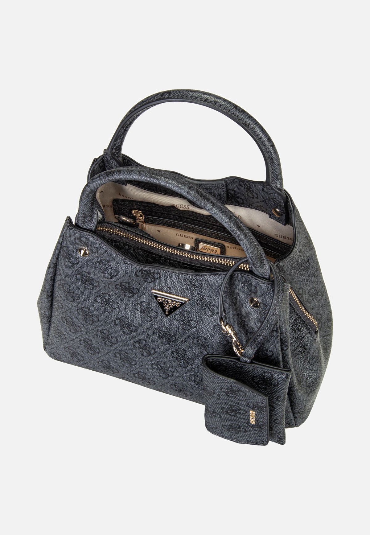 Guess Lorella Logo Small Girlfriend 84220 Coal Logo Bolsa con asa