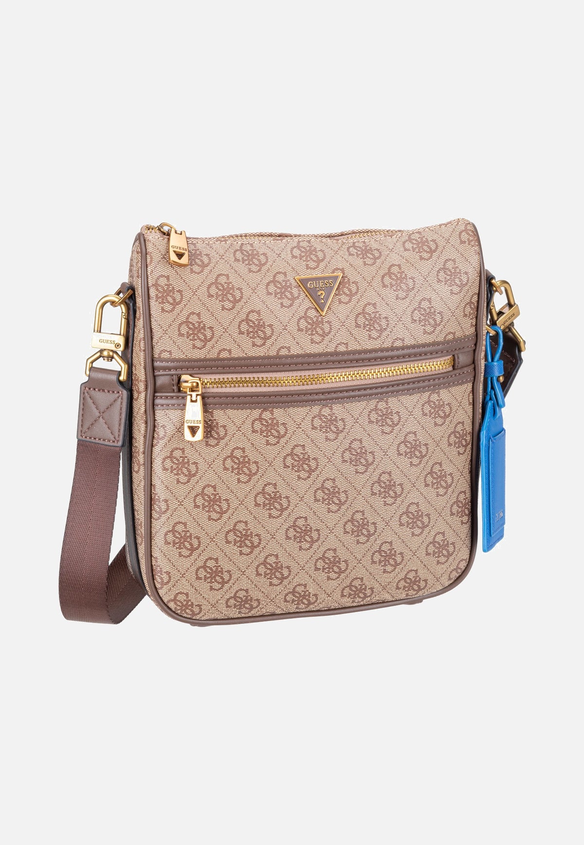 Guess Milano Vertical Crossbody 2 Beige/Brown Sac à bandoulière