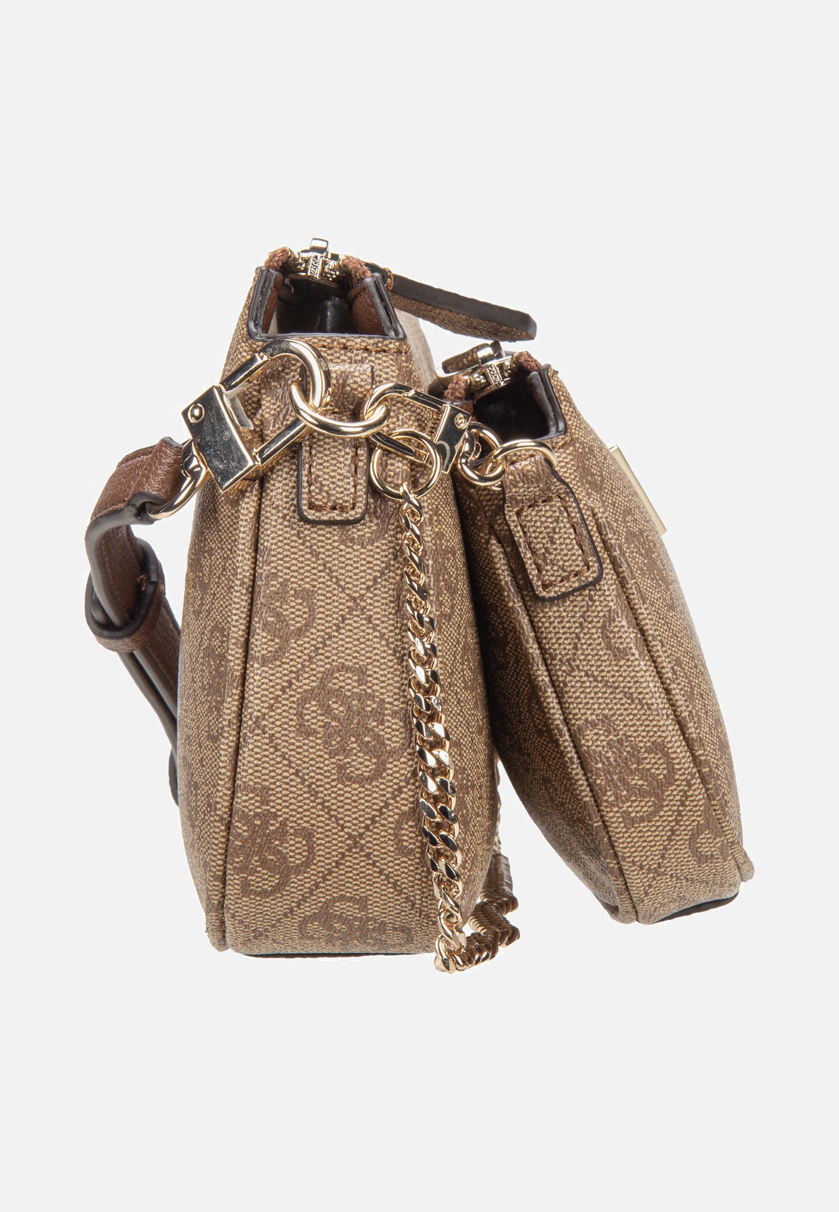 Guess Noelle II Double Pouch CB 72710 Logo Latte/Brown Crossbody Bag