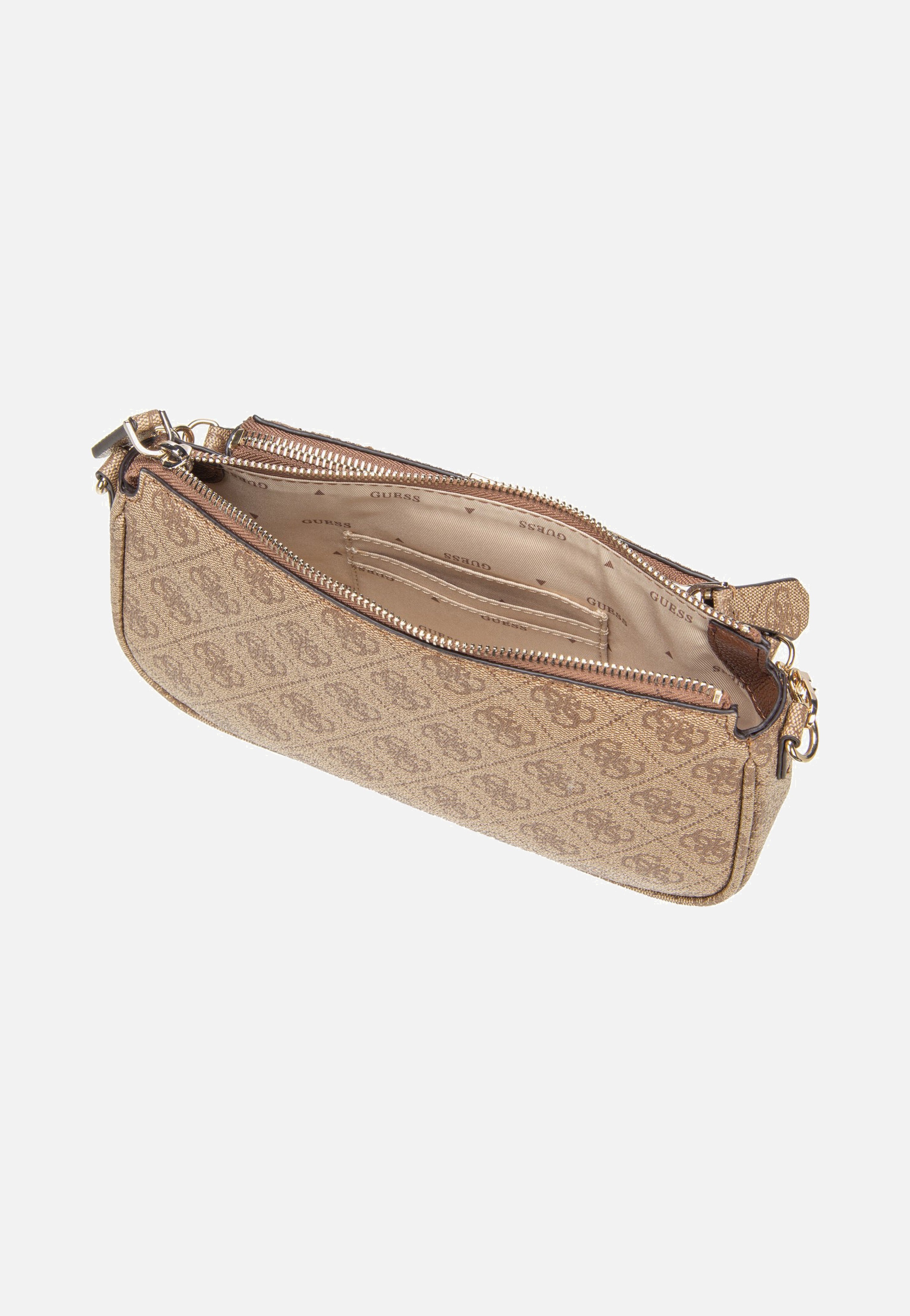 Guess Noelle II Double Pouch CB 72710 Logo Latte/Brown Crossbody Bag