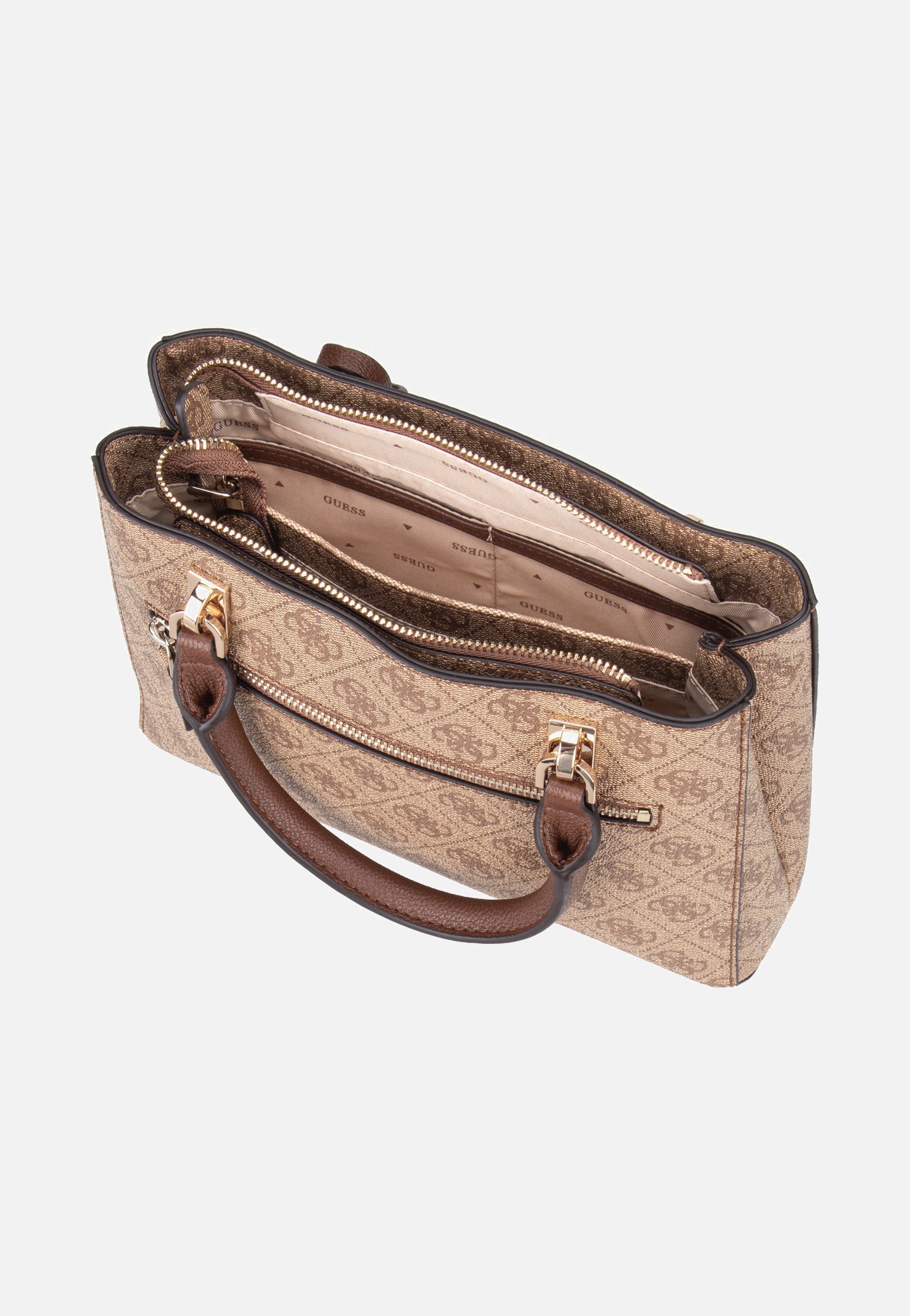 Guess Noelle II Sml Multi Comp Latte Logo/Brown Satchel