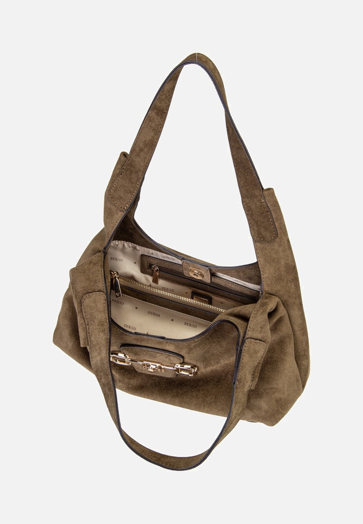 Guess Sunset Small Suede 14010 Olive Bolso de hombro