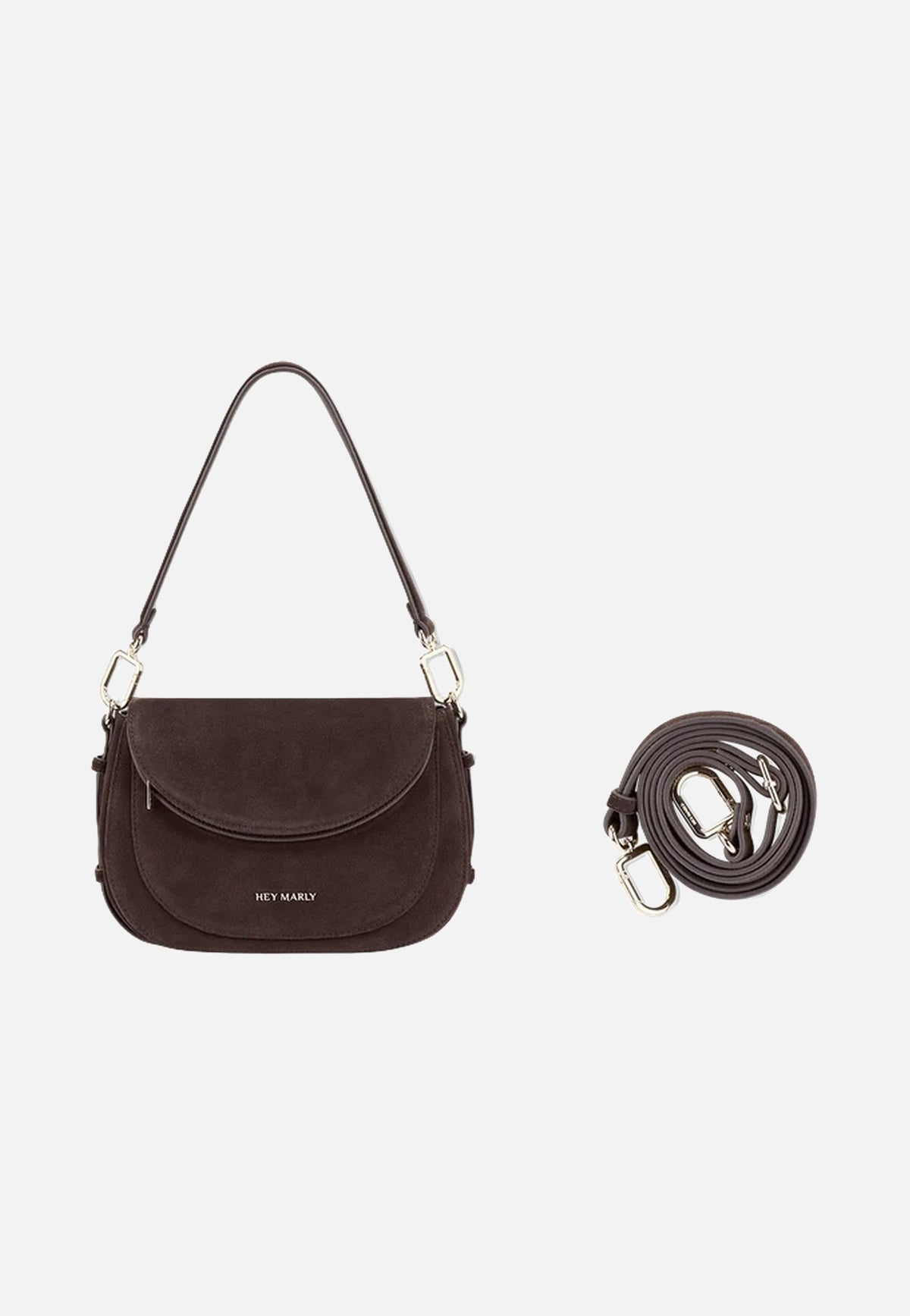 Hey Marly Big Sister Suede Coffee Sac à bandoulière