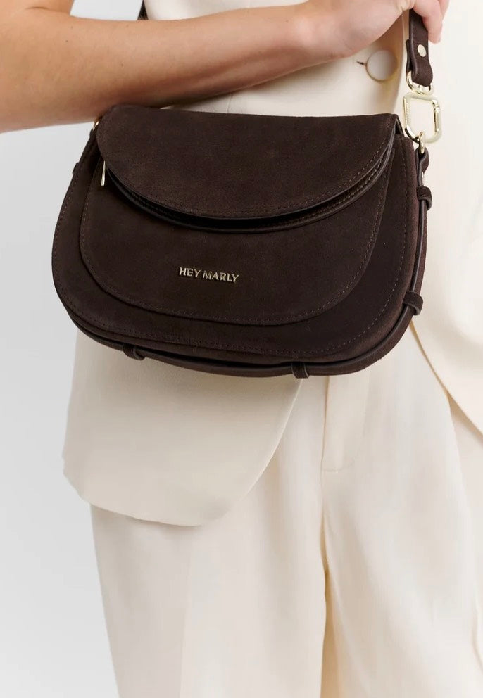 Hey Marly Big Sister Suede Coffee Sac à bandoulière