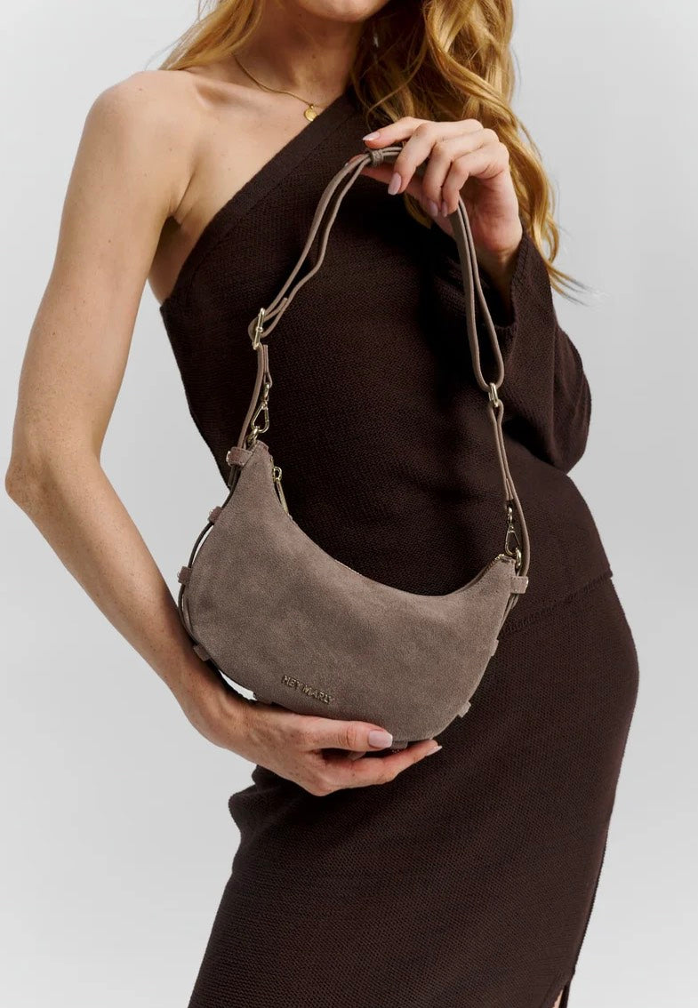 Hey Marly Lifetime Sister Suede S Mocha Borsa a tracolla