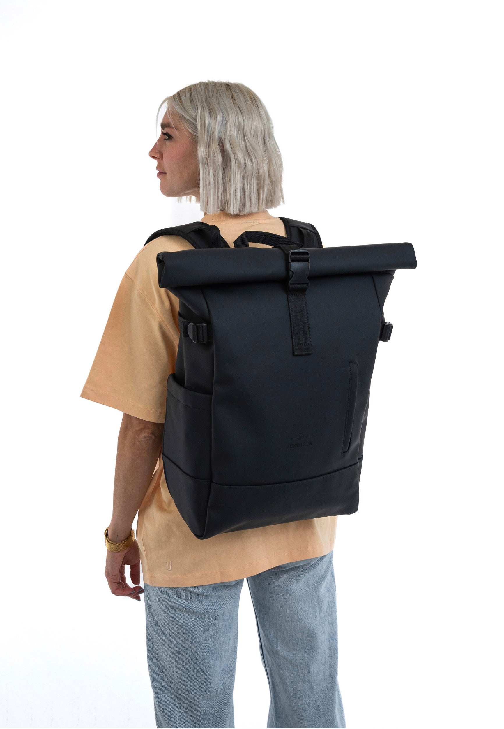 Johnny Urban Harvey Large Black Rolltop Backpack