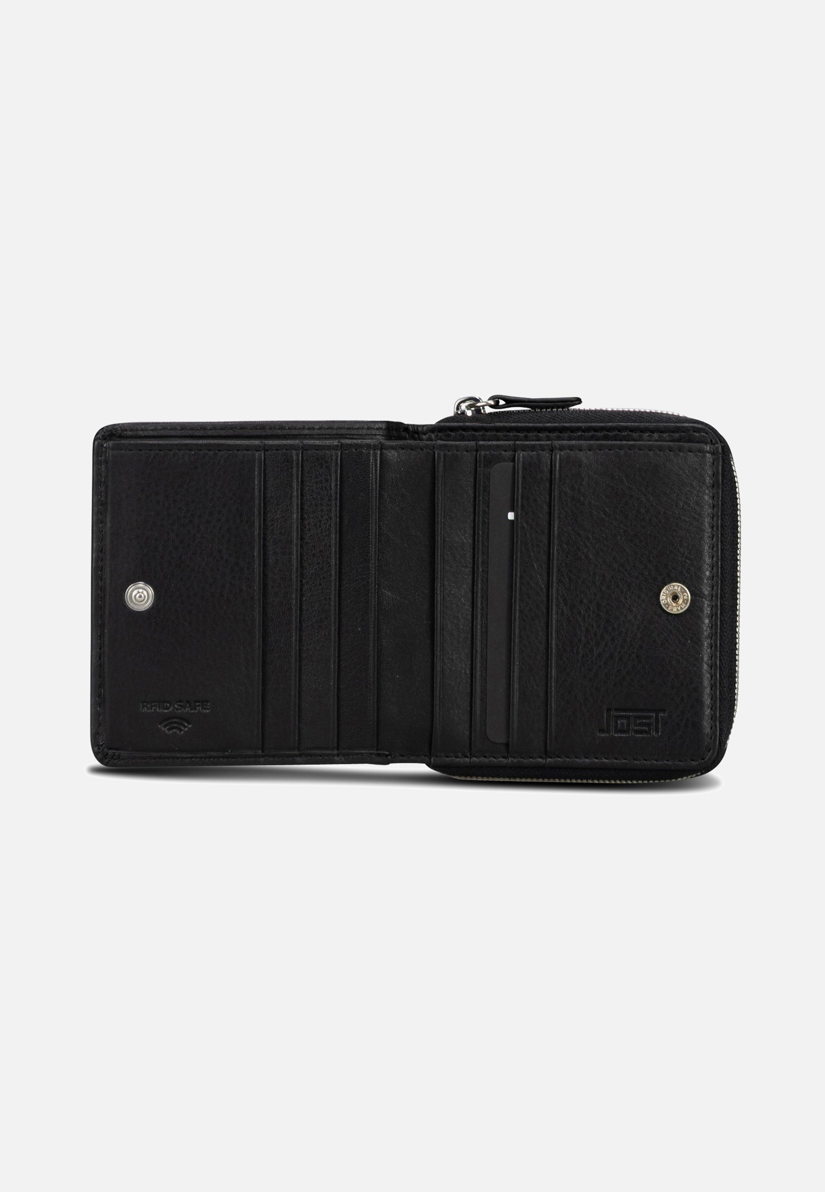 Jost Odense Zip 6334 Small Black Wallet