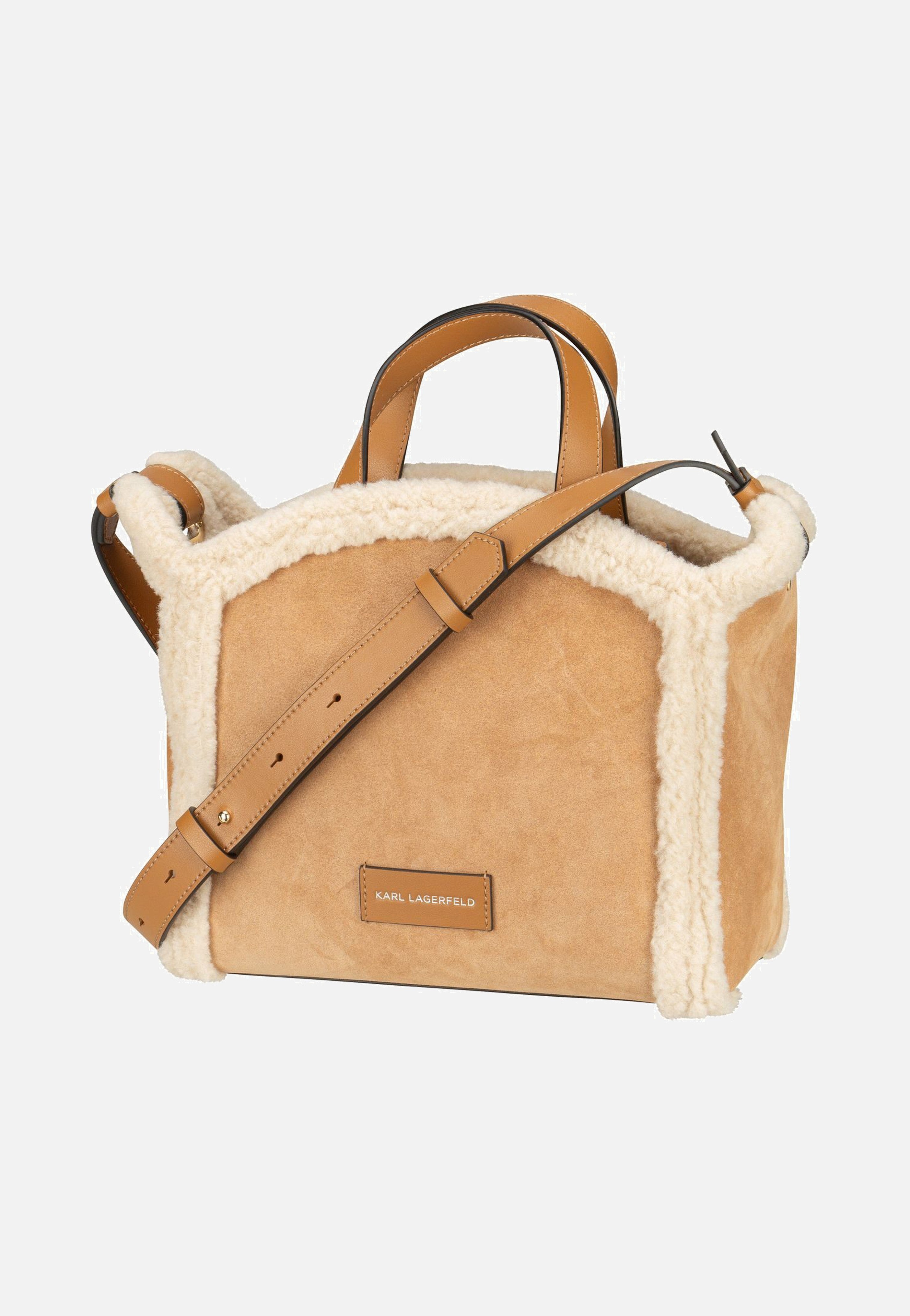 Karl Lagerfeld K/ circle SM Tote Shearling Caramel Crossbody Bag