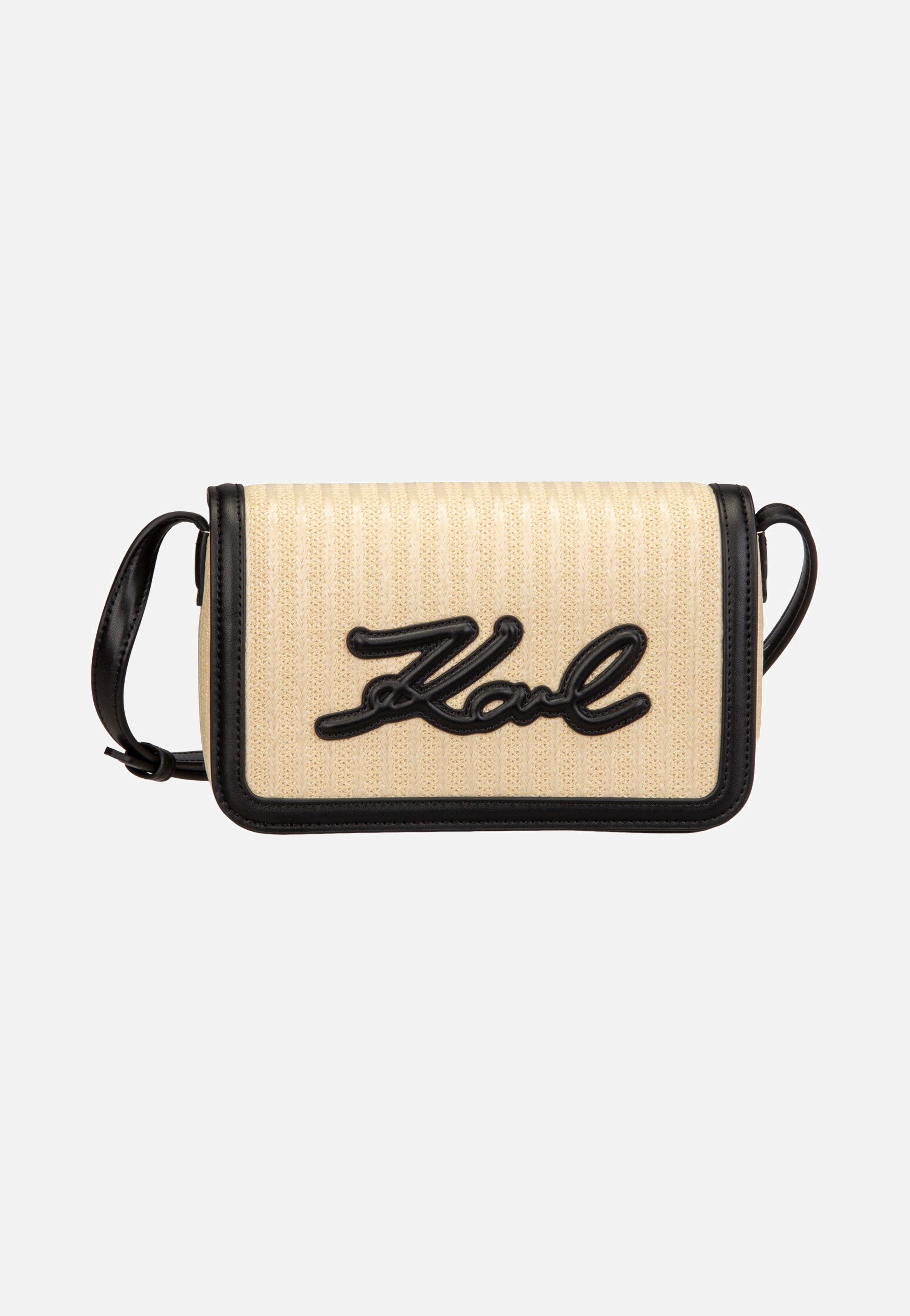 Karl Lagerfeld - K/Signature Raffia Crossbody Natural/Black - Crossbody Bag | Women-Image