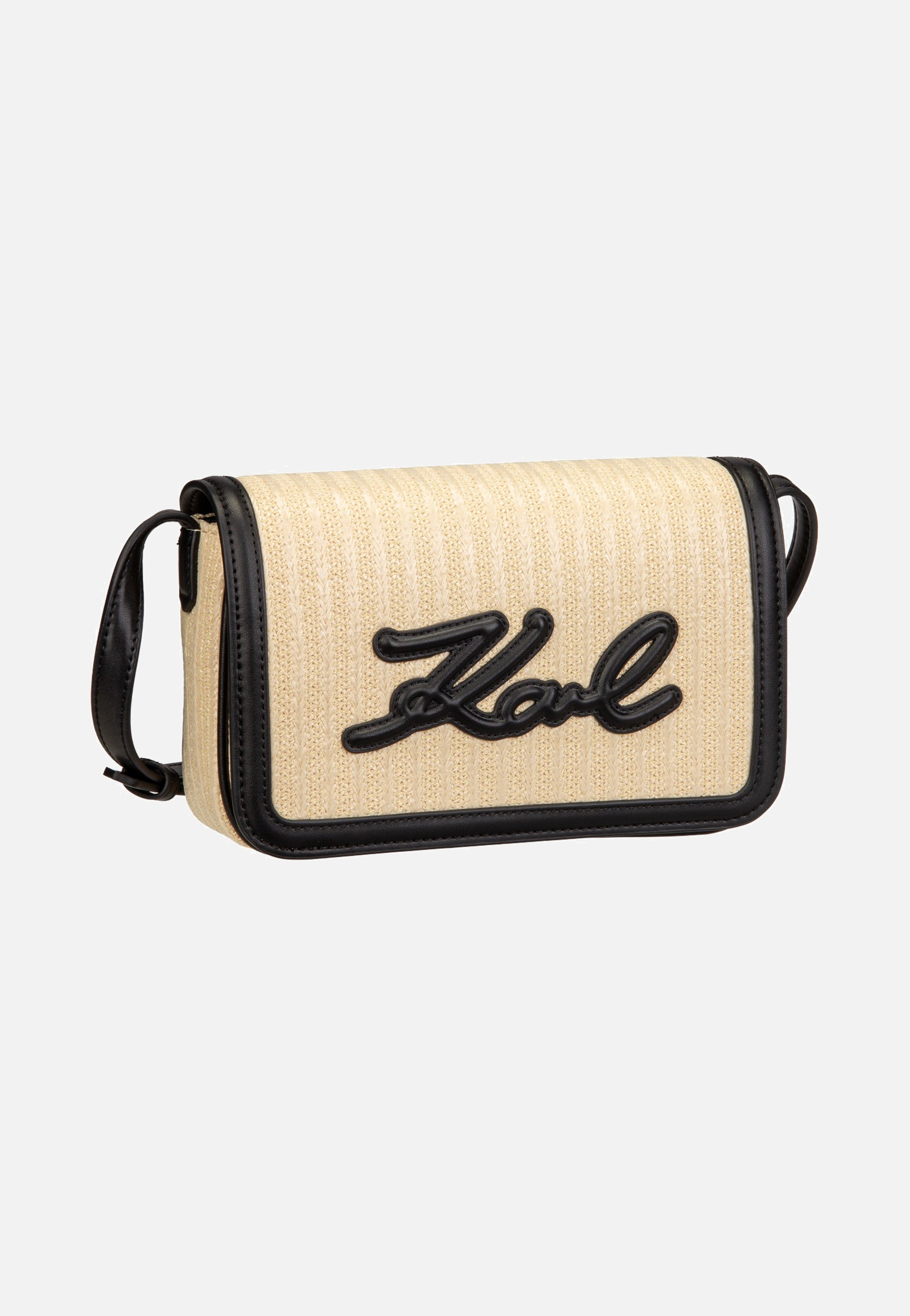 Karl Lagerfeld - K/Signature Raffia Crossbody Natural/Black - Crossbody Bag | Women-Image