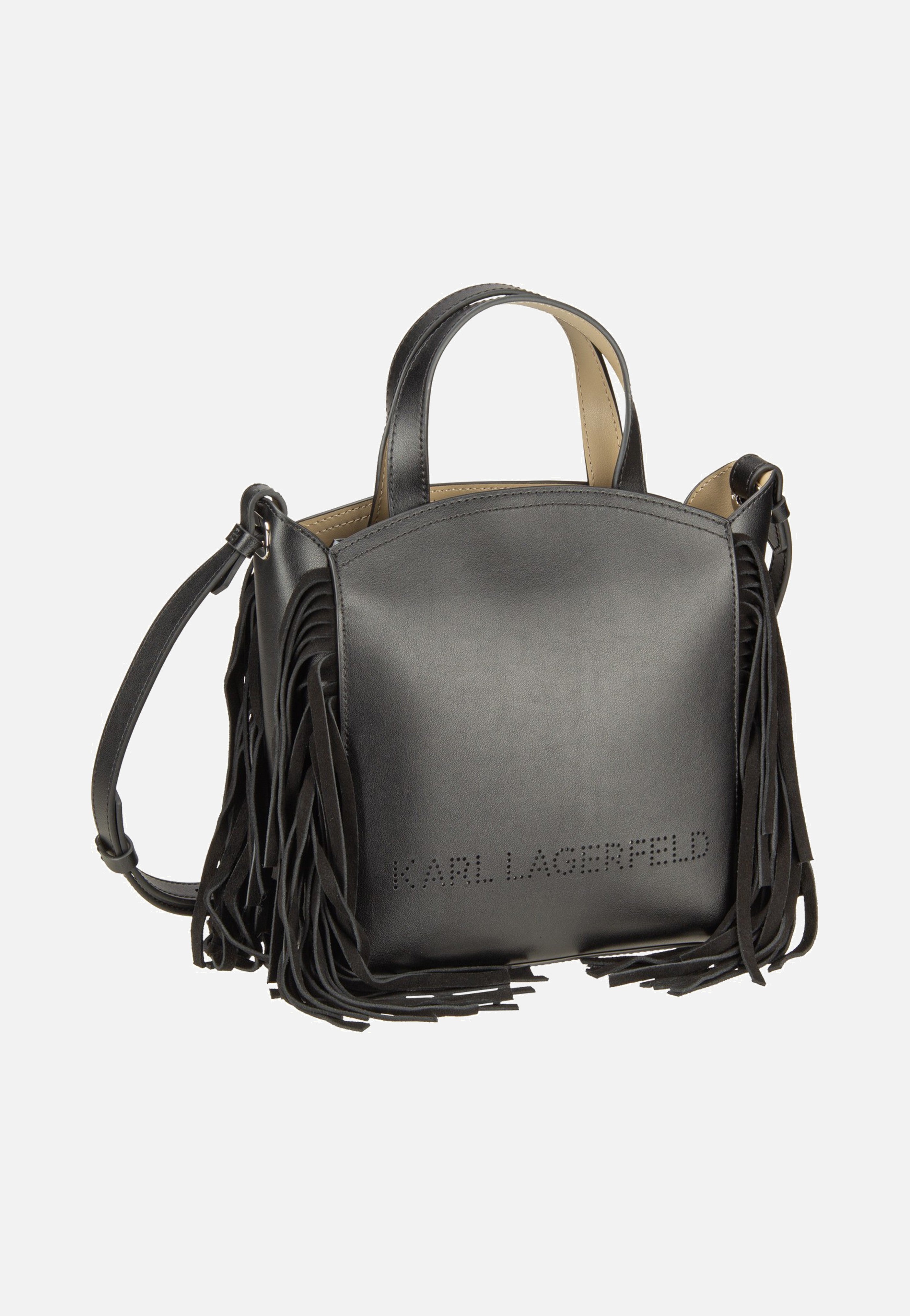 Karl Lagerfeld K/Circle SM Zip Tote Fringes Black/Nickel Tote Bag
