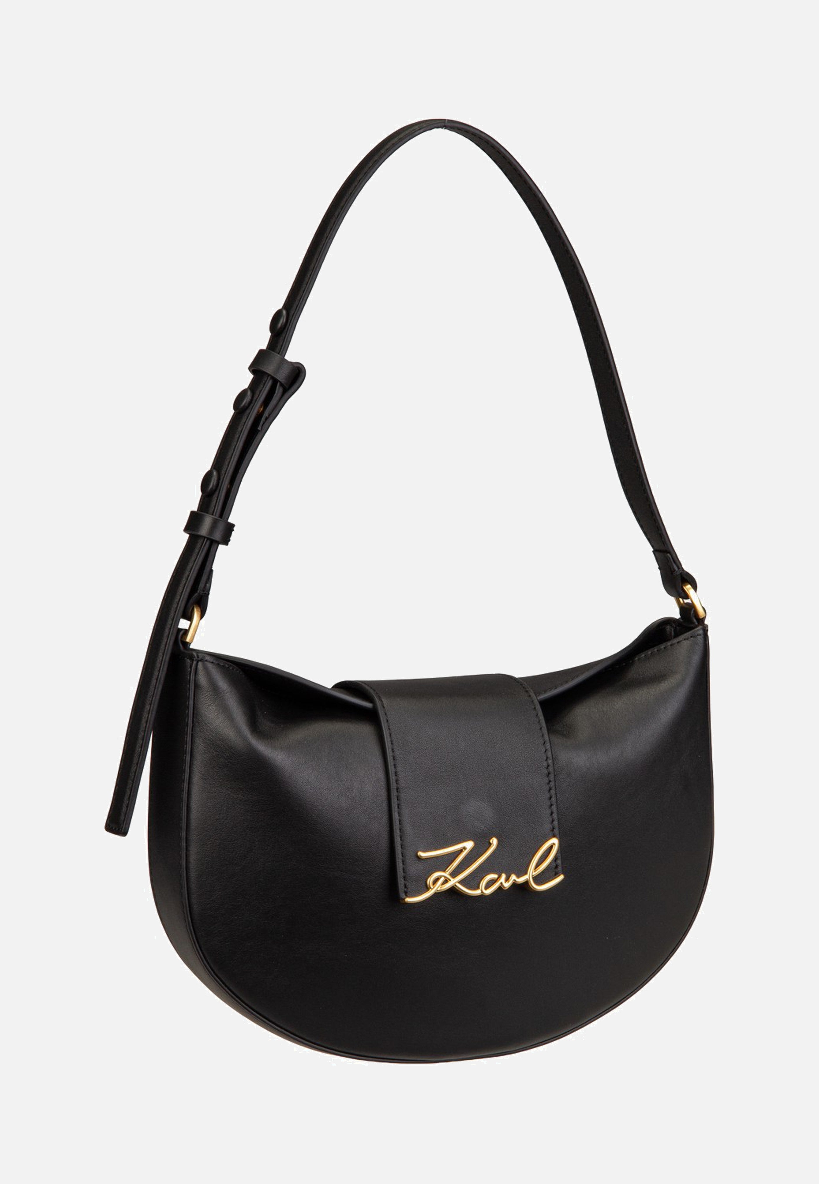 Karl Lagerfeld K/Signature FL Halfmoon SHB Black/Gold Shoulder Bag