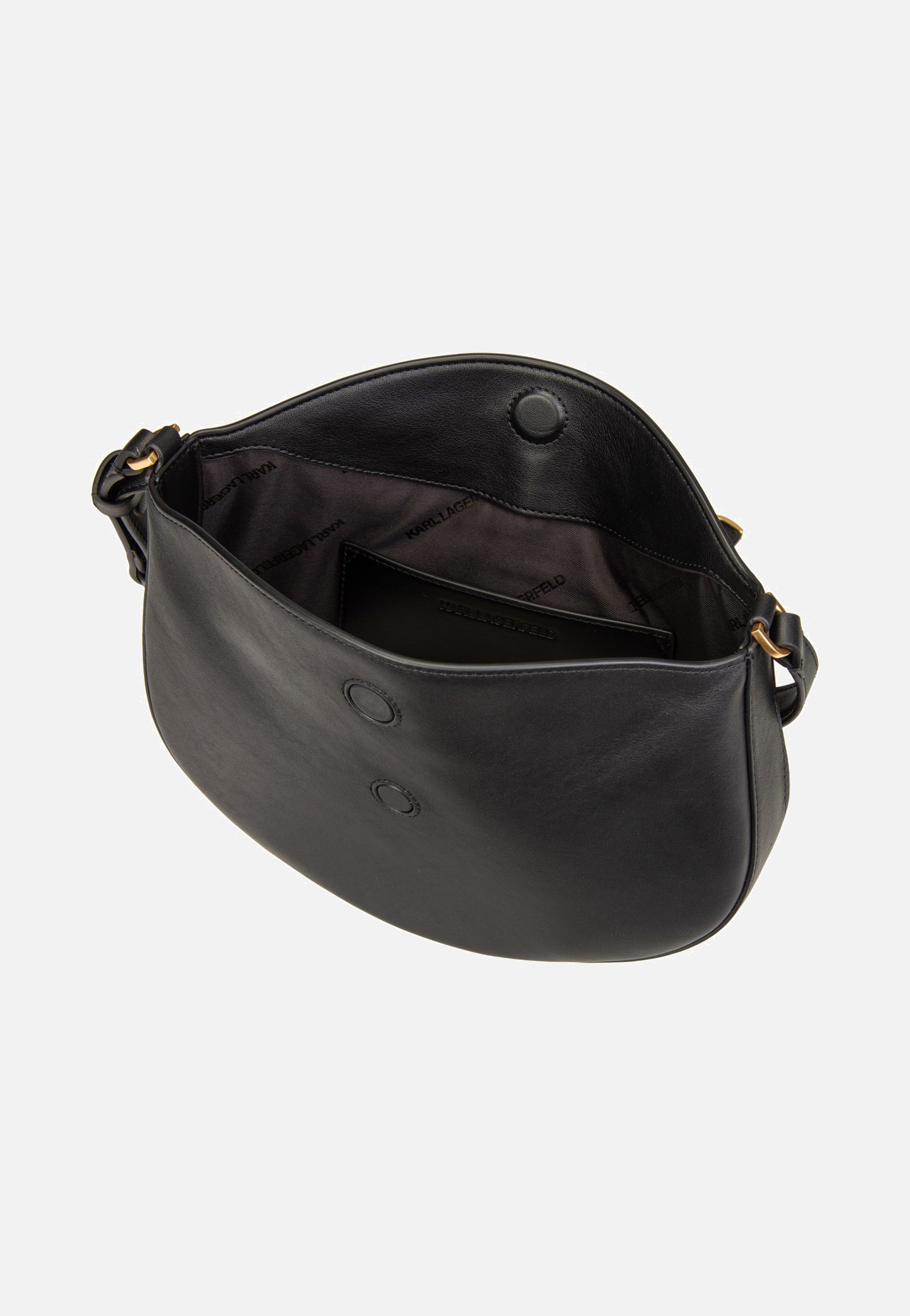 Karl Lagerfeld - K/Signature FL Halfmoon SHB Black/Gold - Shoulder Bag | Women-Image