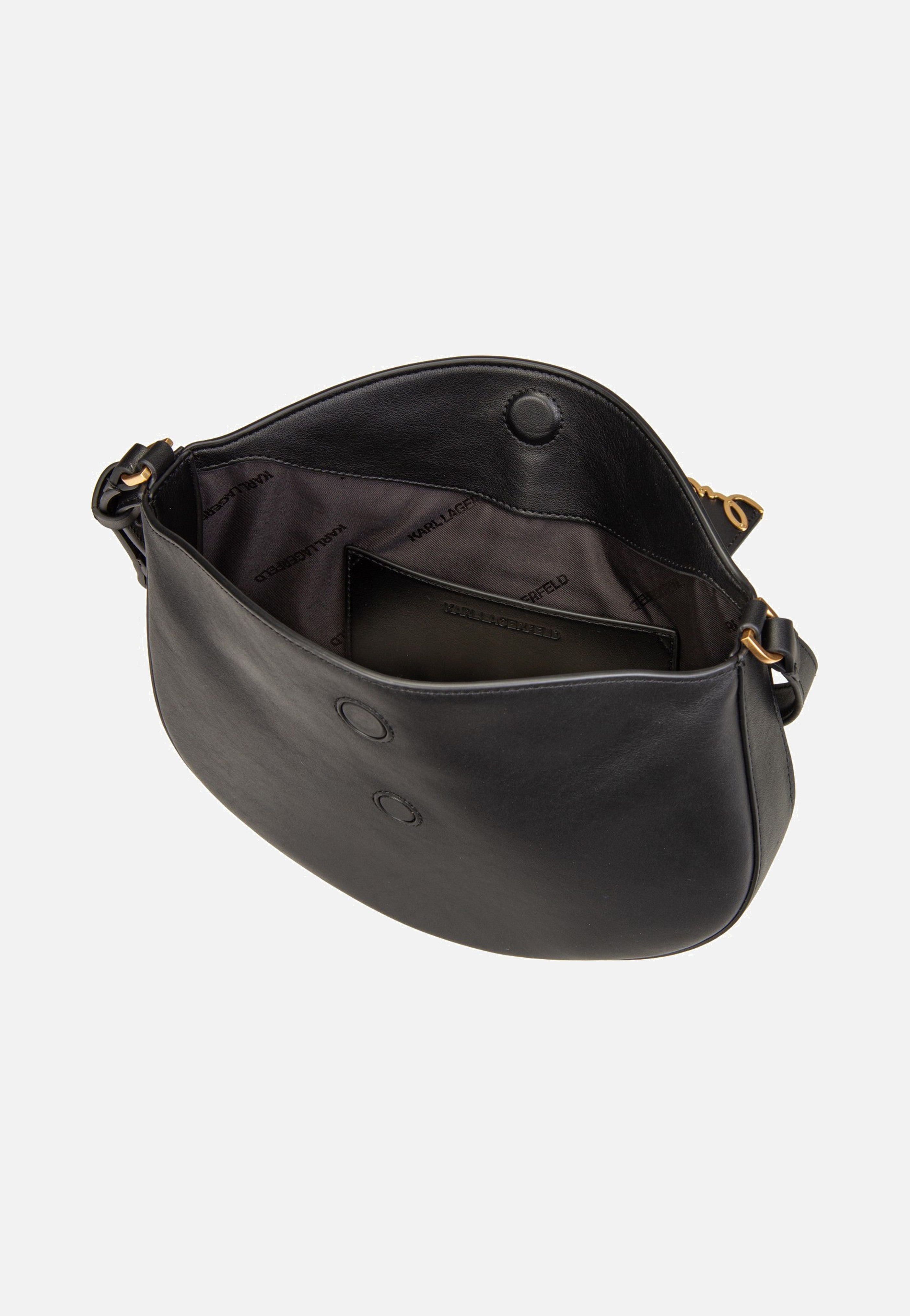 Karl Lagerfeld K/Signature FL Halfmoon SHB Black/Gold Shoulder Bag