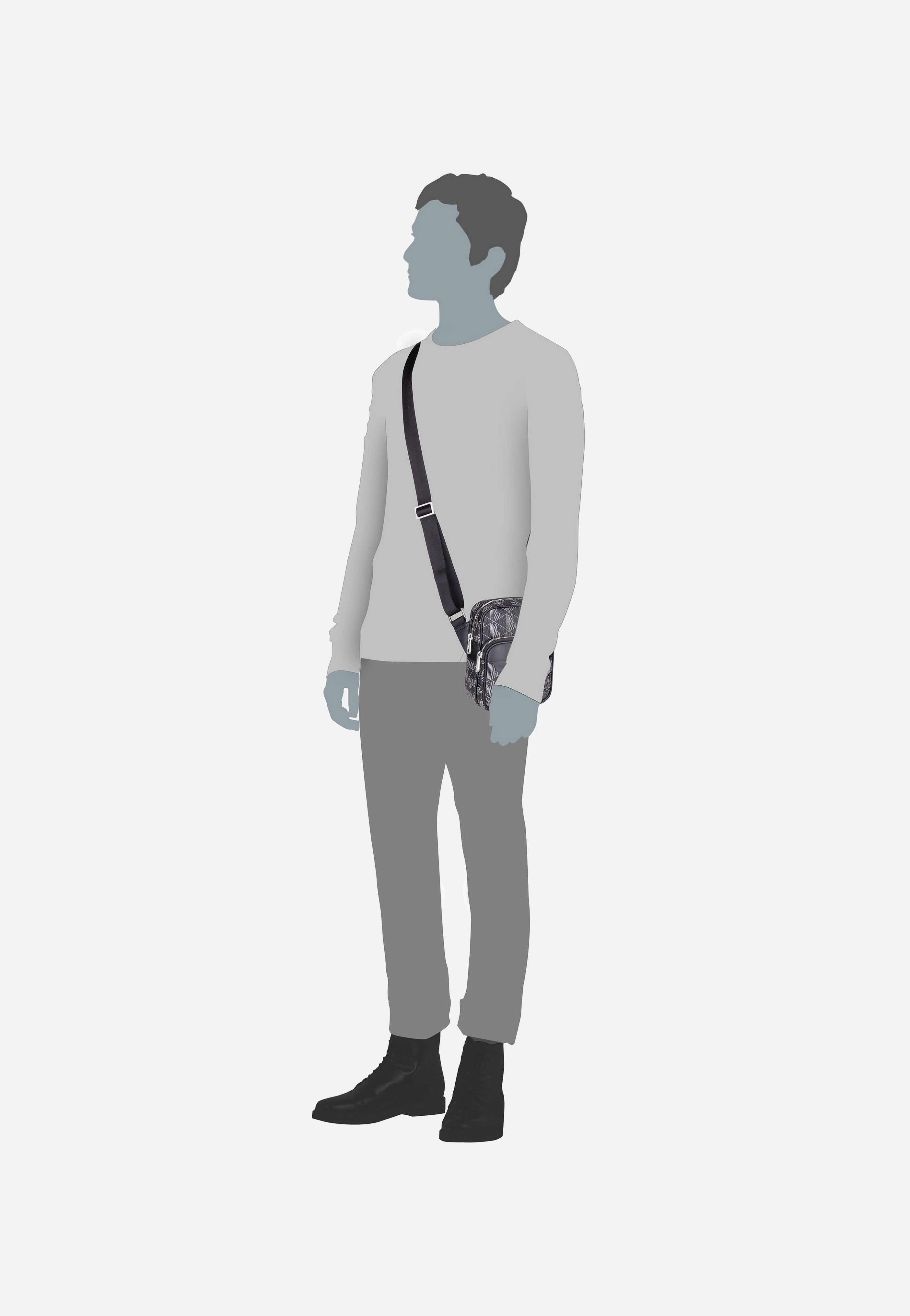 Lacoste - The Blend Small NH4409LX Monogramm Noir Gris - Shoulder Bag | Men-Image