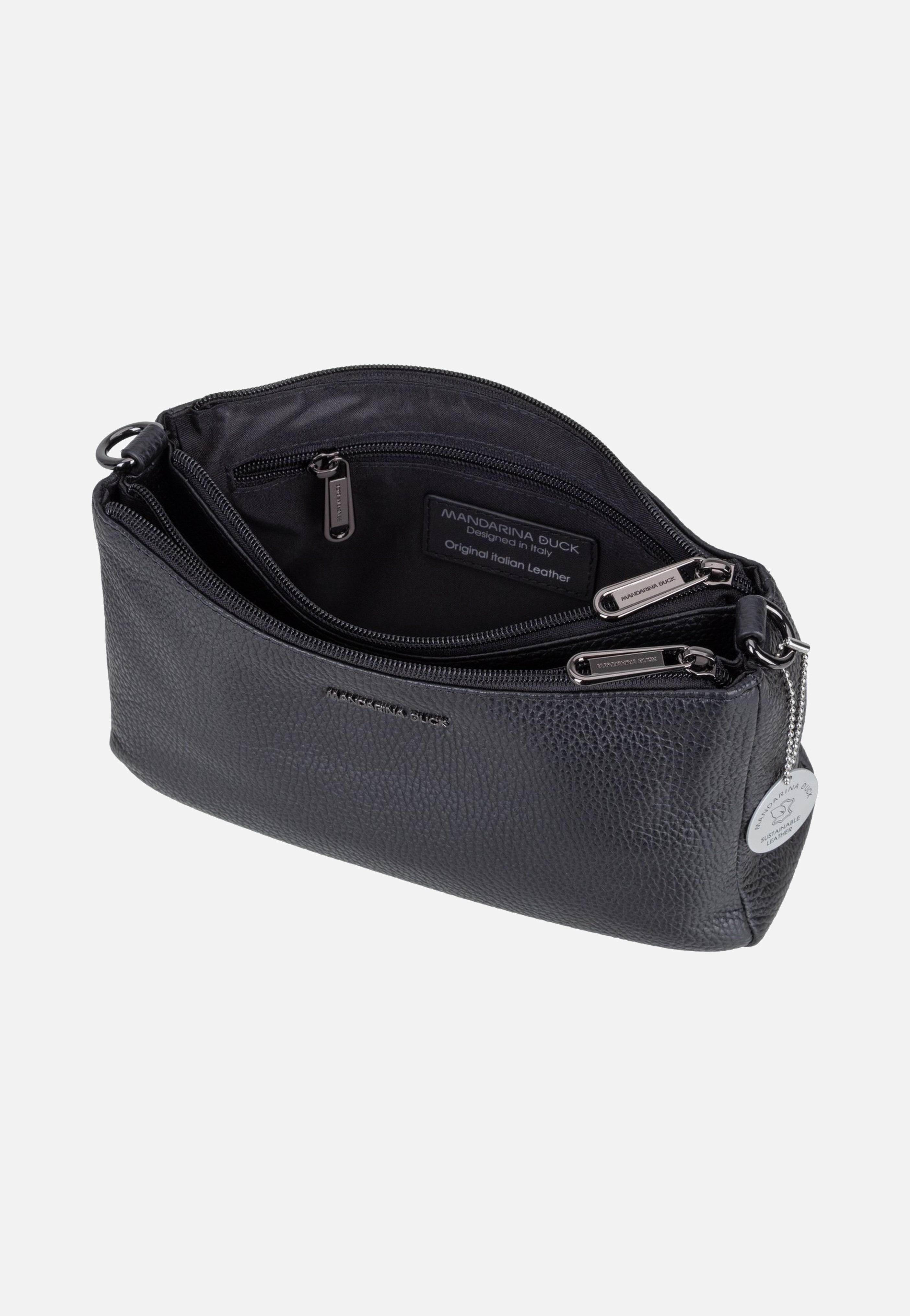 Mandarina Duck Mellow Leather Double Zipped FZTA8 Nero Evening Bag