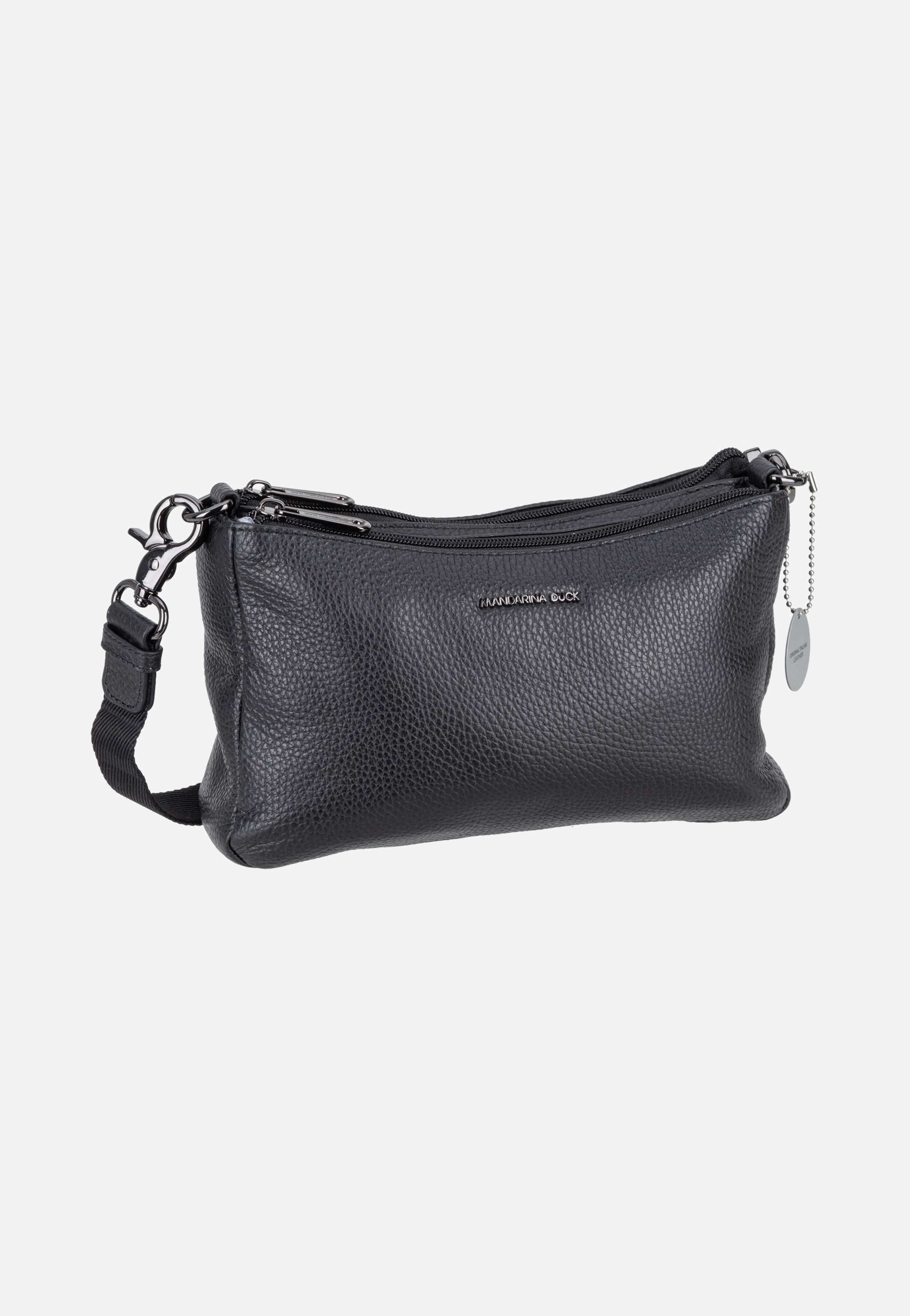Mandarina Duck Mellow Leather Double Zipped FZTA8 Nero Evening Bag