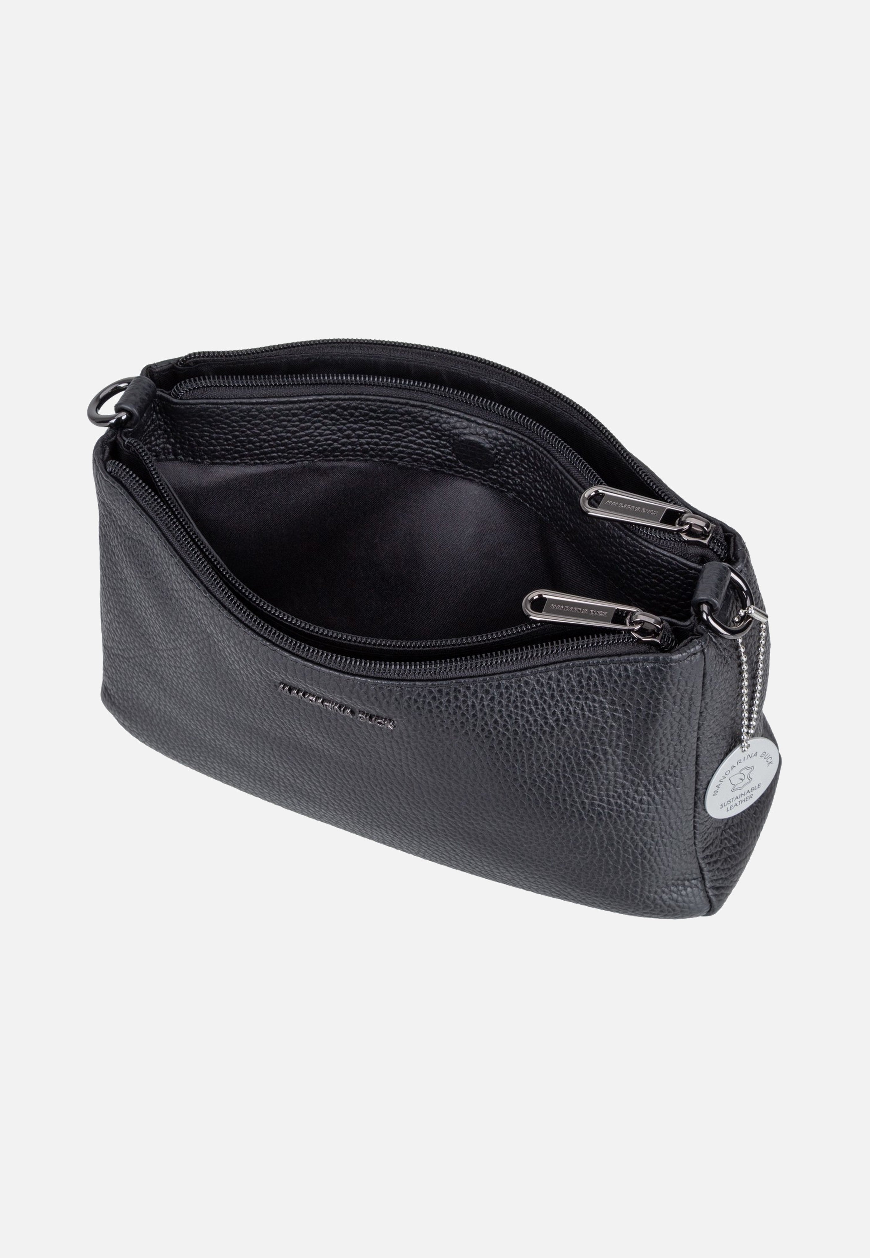 Mandarina Duck Mellow Leather Double Zipped FZTA8 Nero Evening Bag