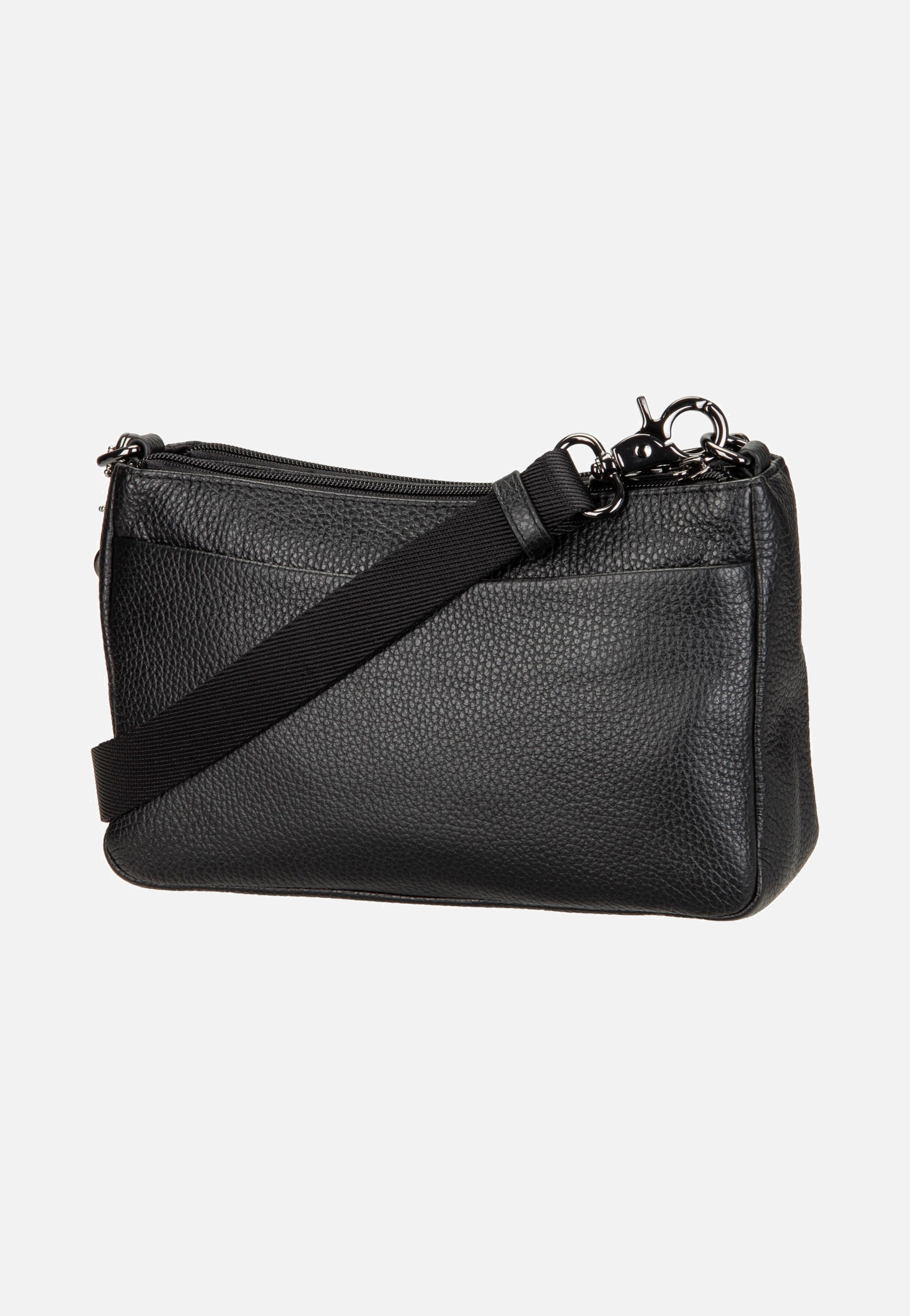 Mandarina Duck Mellow Leather Double Zipped FZTA8 Nero Crossbody Bag