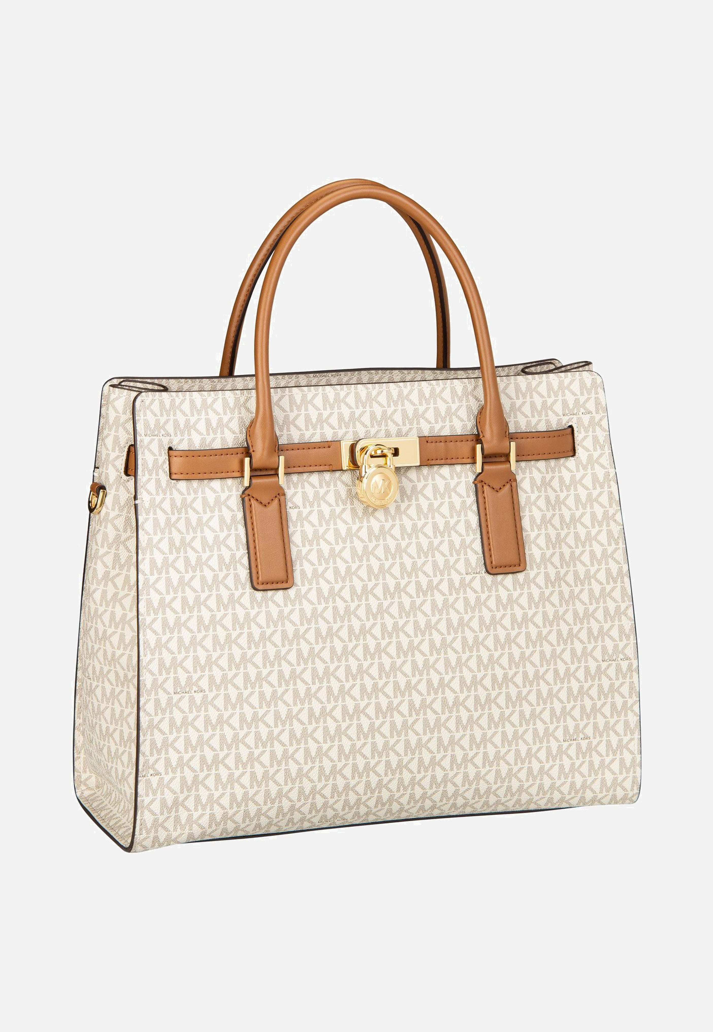 Michael Kors Hamilton LG Satchel MK SIG Vanilla/Acorn - Shopper 