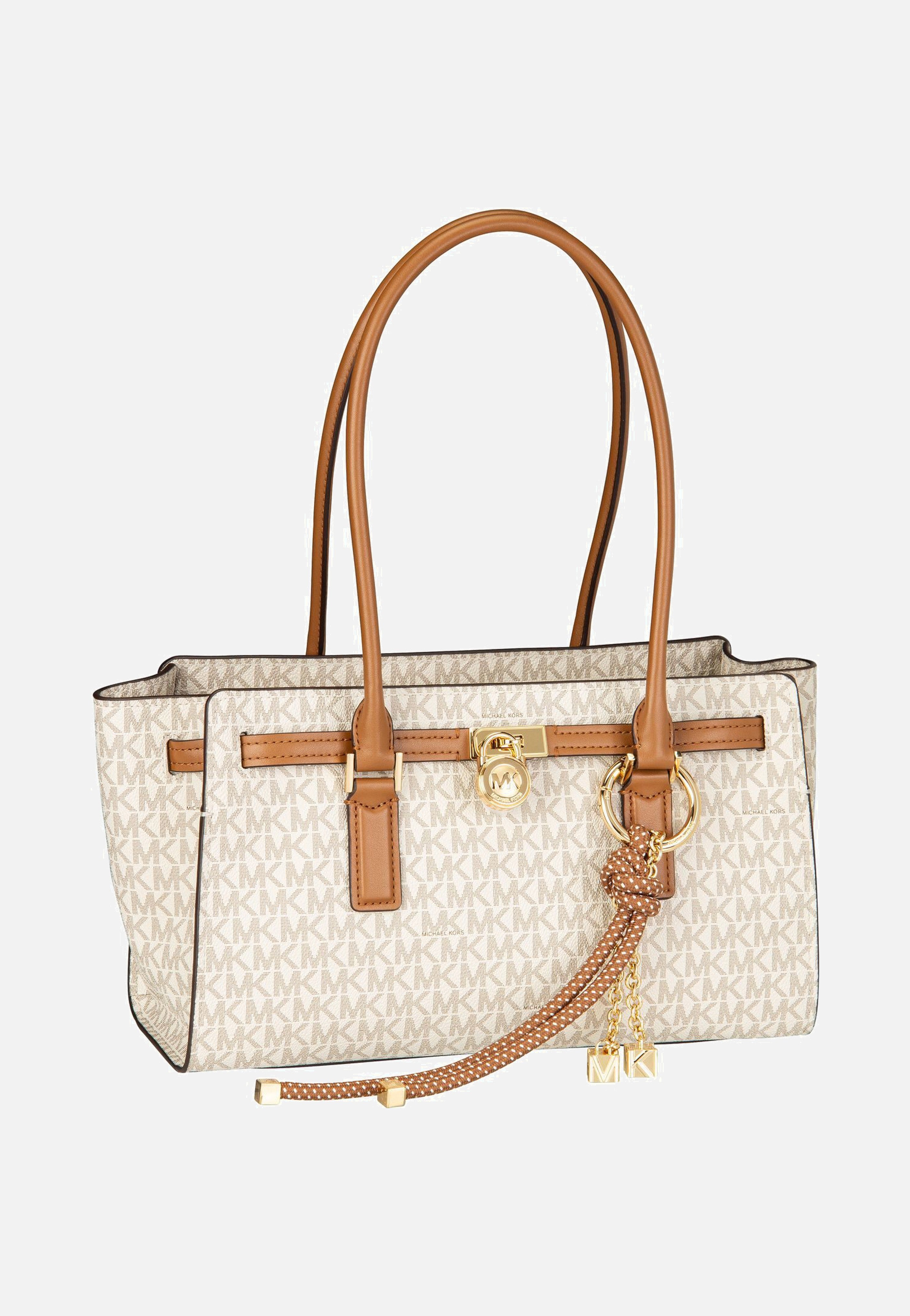 Michael Kors Hamilton SM EW Shoulder Tote MK SIG Vanilla/Acorn Shoulder Bag