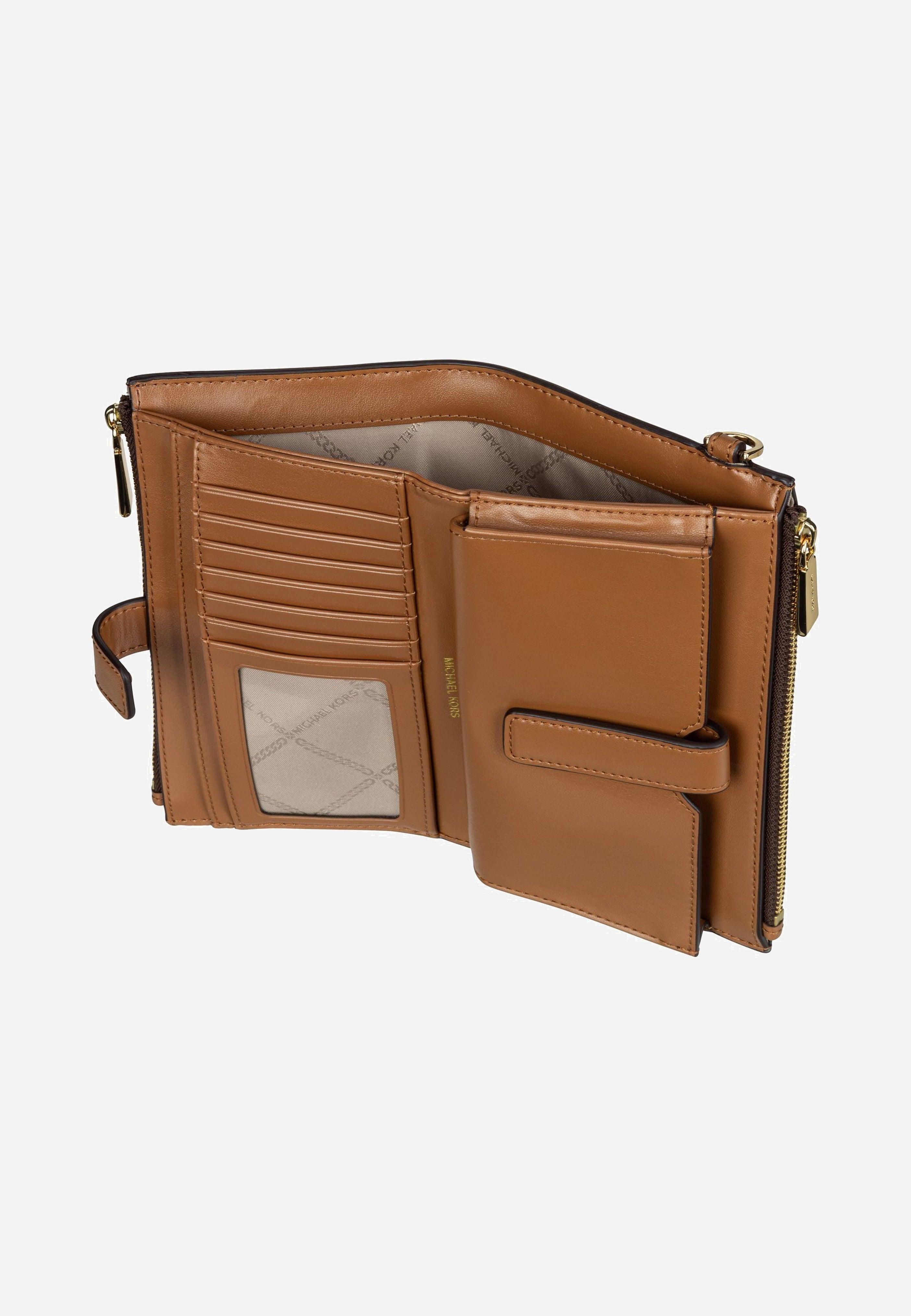 Michael Kors Jet Set Double Zip MK SIG Brown Clutch