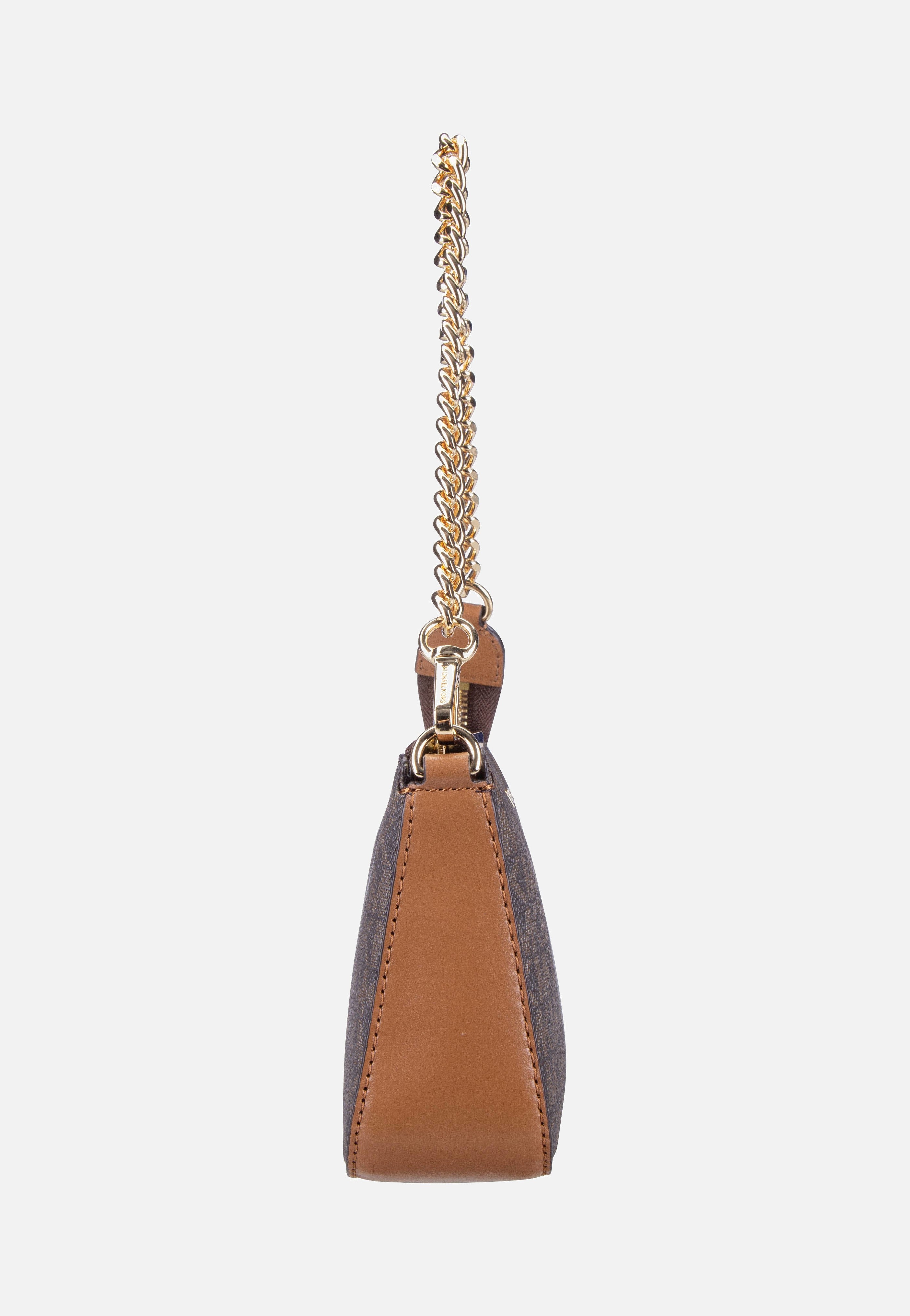 Michael Kors Jet Set Medium Chain Pouchette Lux MK Signature Brown
