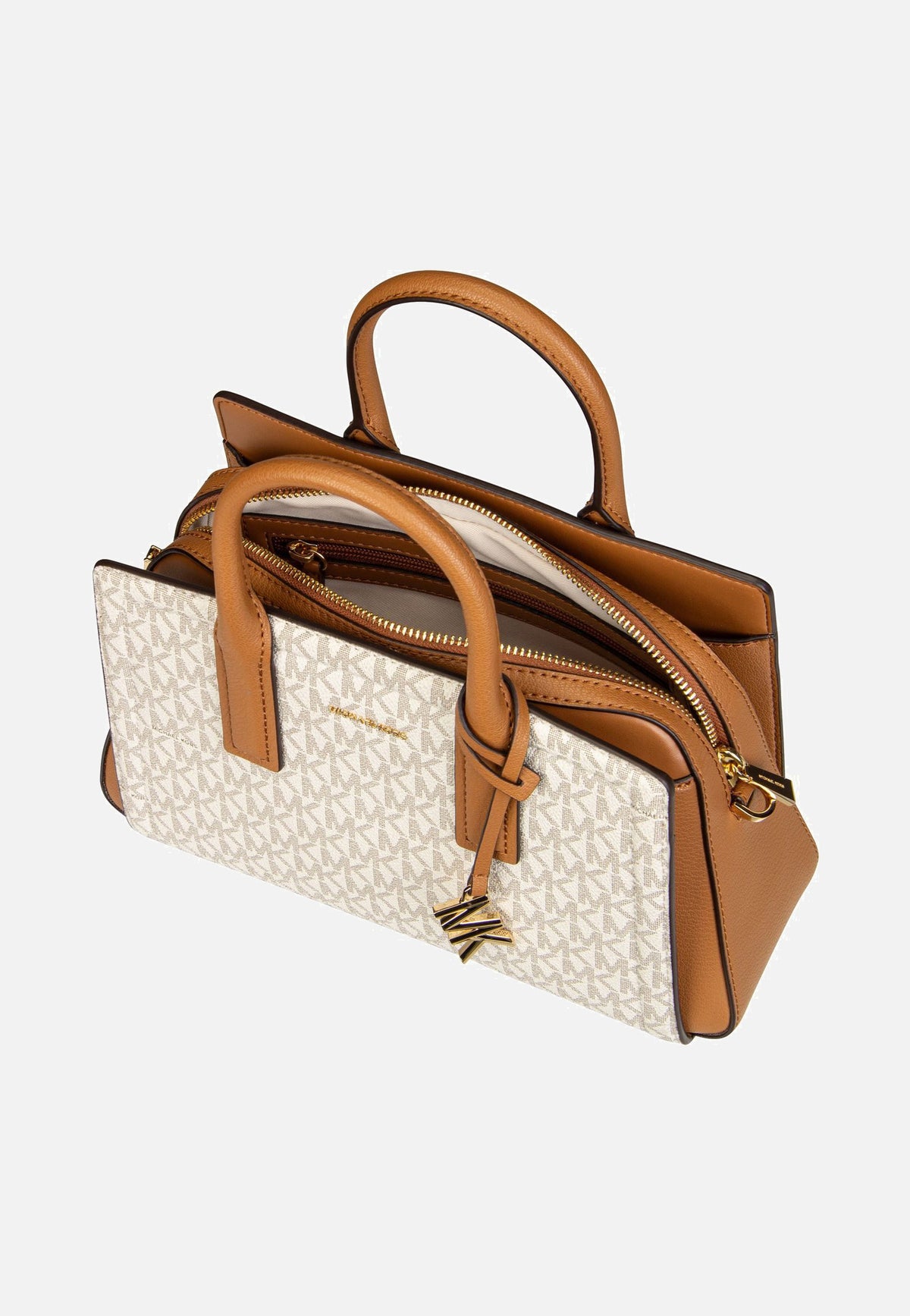 Michael Kors Laila SM Satchel MK SIG Vanilla/Acorn Sac à poignée