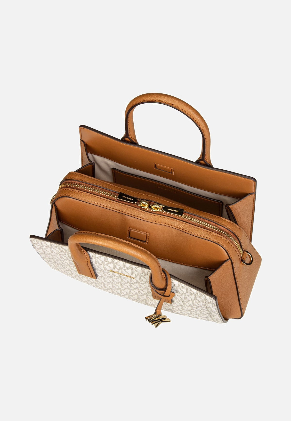 Michael Kors Laila SM Satchel MK SIG Vanilla/Acorn Sac à poignée