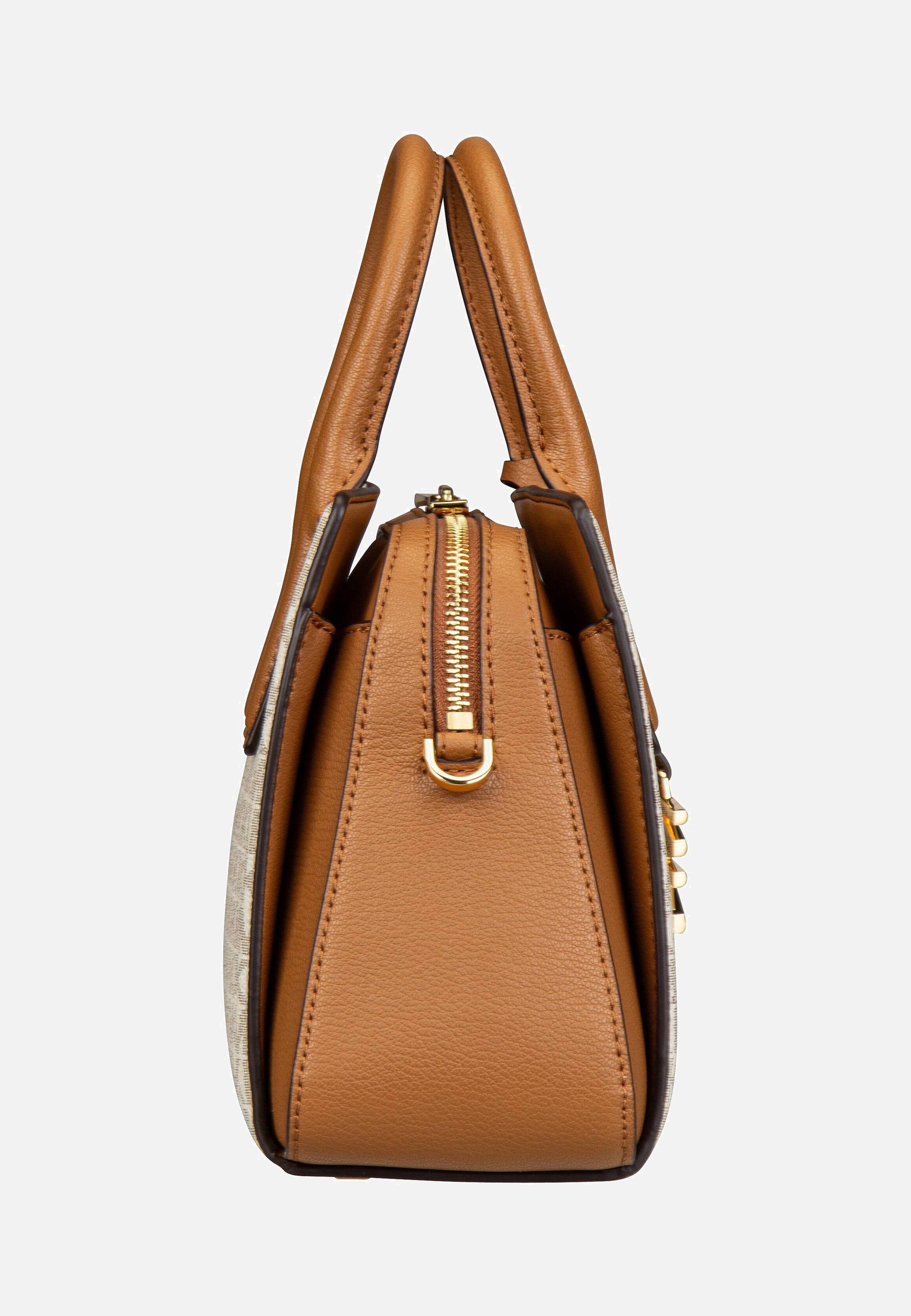 Michael Kors - Laila SM Satchel MK SIG Vanilla/Acorn - Handle Bag | Women-Image