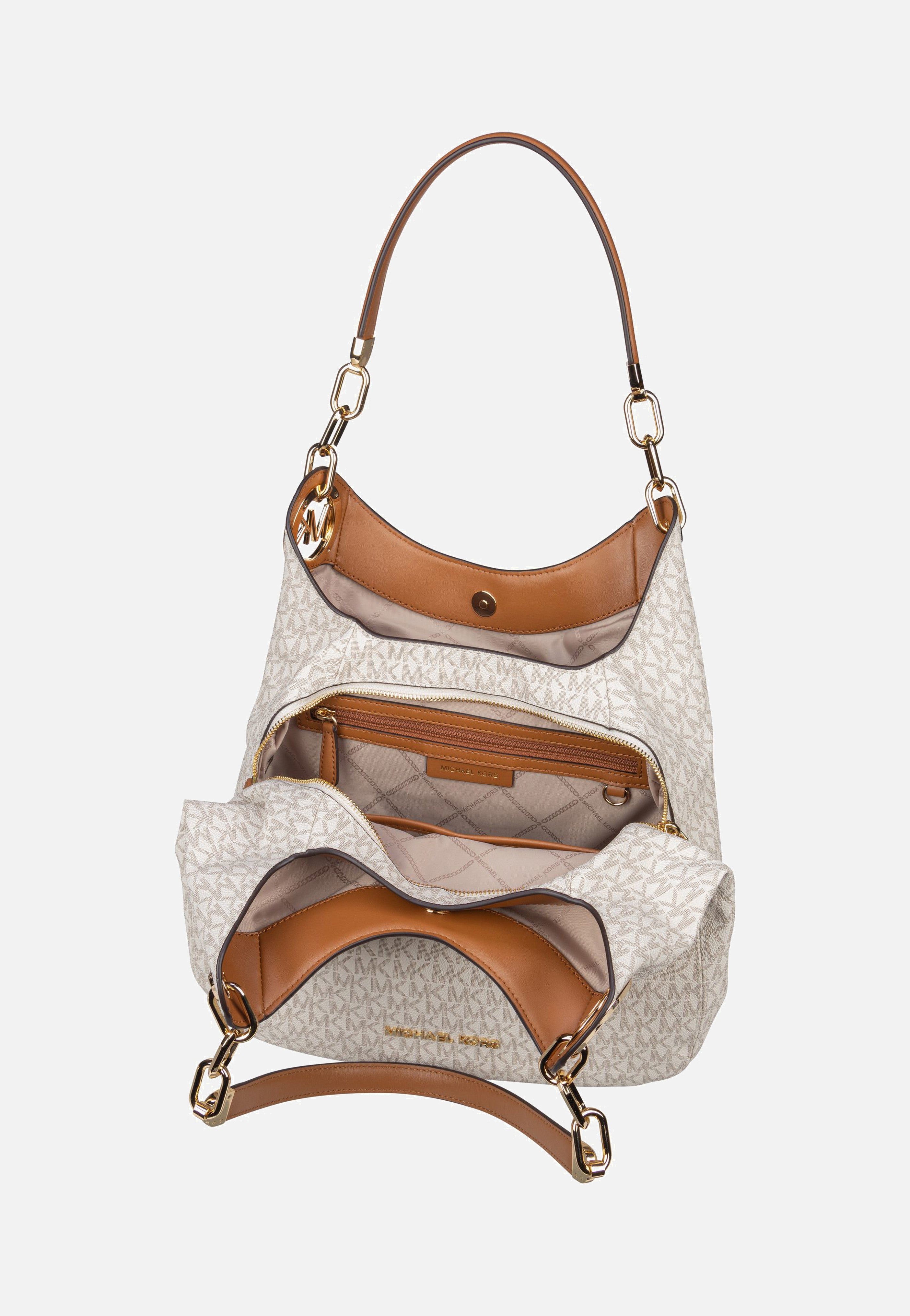 Michael Kors - Lillie Large Chain Shoulder Tote MK Signature Vanilla/Acorn - Hobo Bag | Women-Image